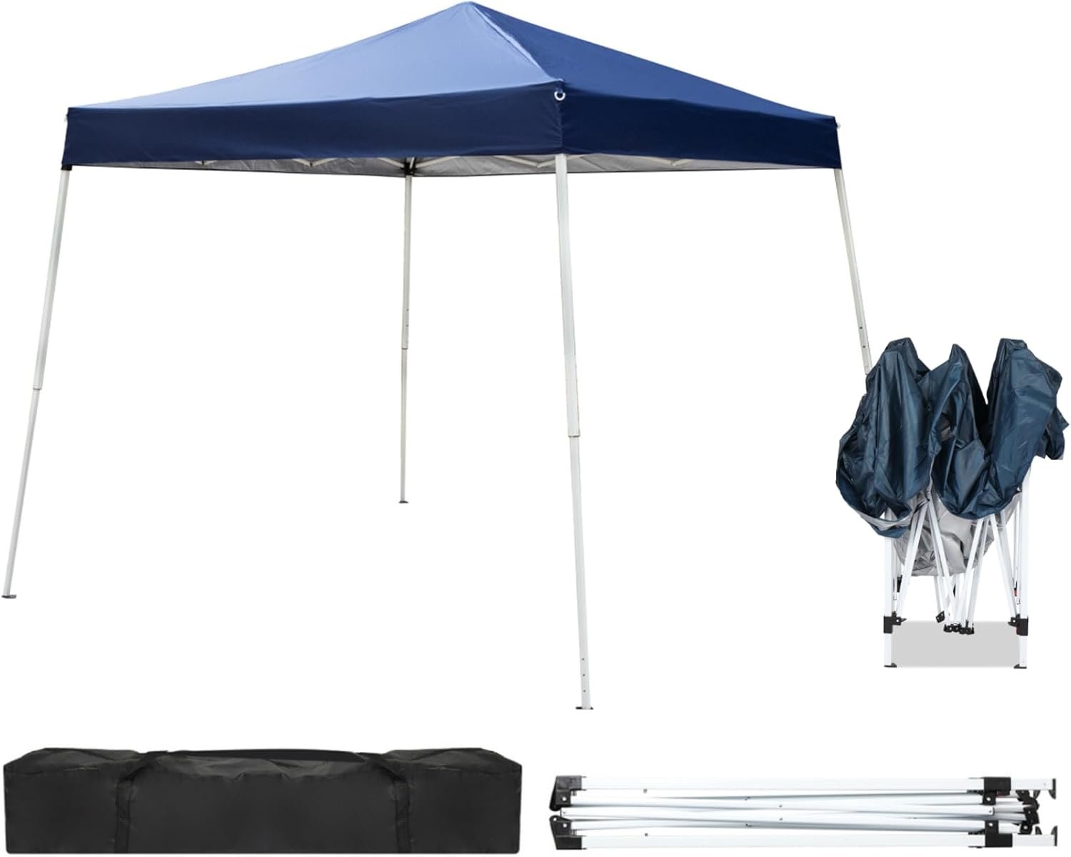 Outvita Canopy 10’x10′ Pop Up Commercial Instant Gazebo Tent, Waterproof & UV Protection Canopy Tent with Slant Legs for Party Wedding Birthday BBQ Events