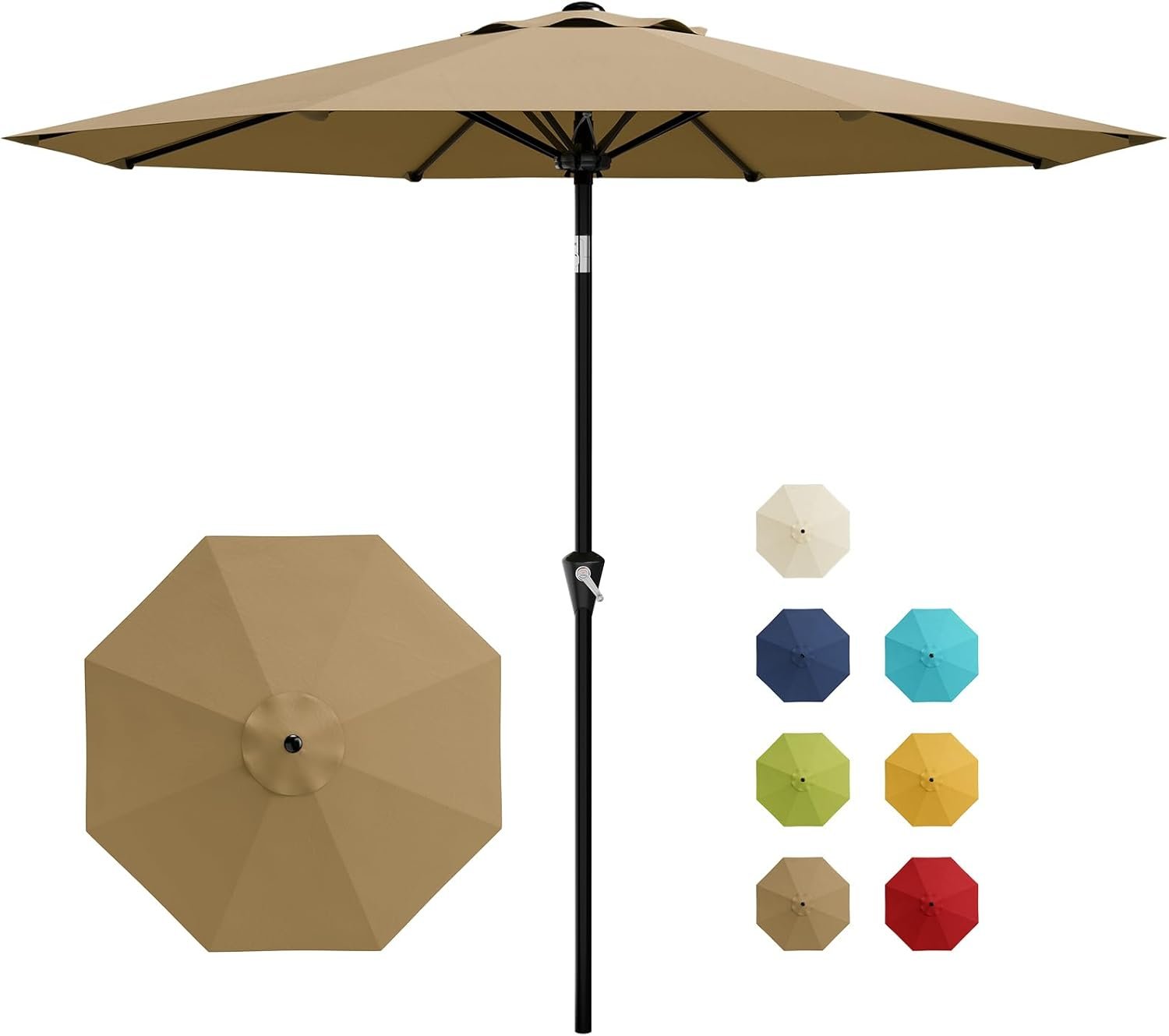 Garvee 10FT Patio Umbrella – Outdoor Table Umbrella with Smooth Crank Lift, Push Button Tilt and 8 Sturdy Ribs – Market Umbrella UV Protection Waterproof for Pool, Deck, Yard, Garden