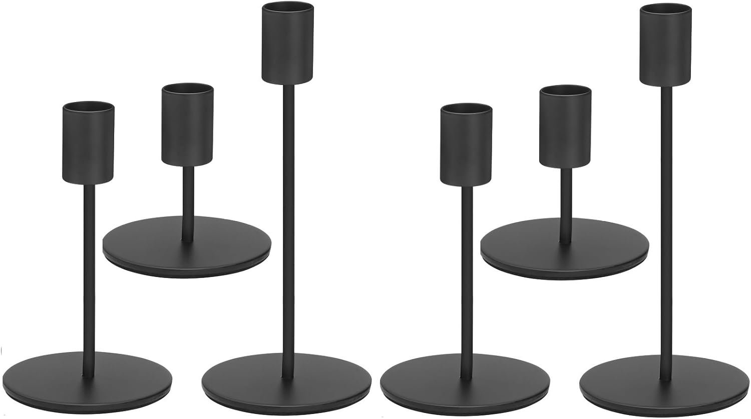 Set of 6 Black Candlestick Holders – Decorative for Home Decor, Wedding, Dining, Party, Anniversary