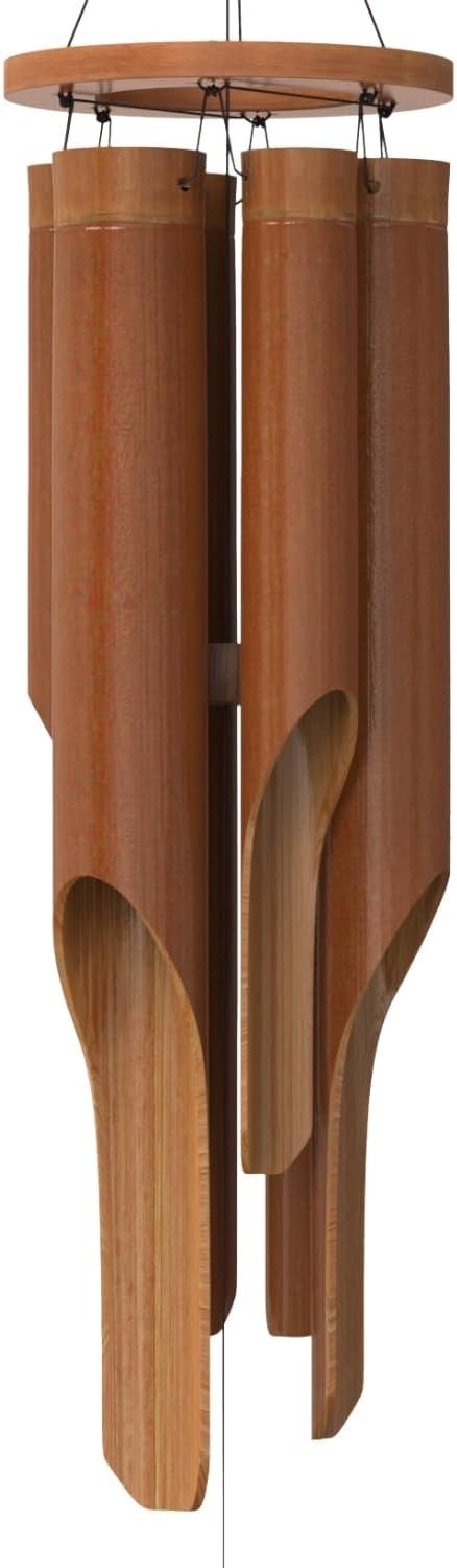Nalulu Classic Bamboo Wind Chimes – Outside Outdoor Wood Wooden Windchimes, Medium, Handcrafted with Calming Deep Tones, Ideal Home Decor or Gift for Any Occasion