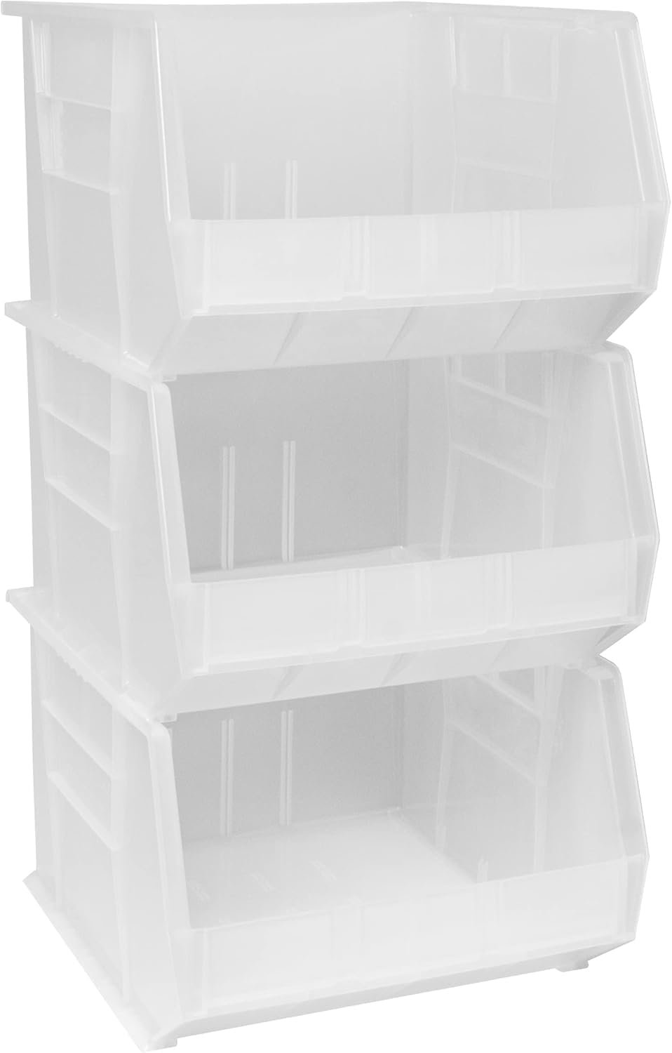 Akro-Mils 30270 AkroBins Plastic Storage Bins, Space-Saving Stackable Bins for Garage, Pantry, Craft Organization, 18″ x 16″ x 11″, Clear, 3-Pack