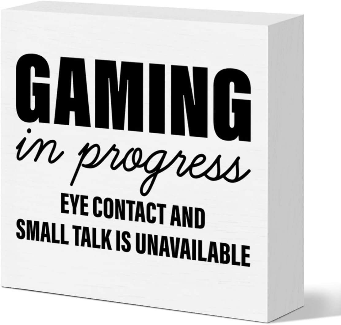 Game Room Decor, Gaming Signs Desk Decor for Boys Bedroom Game Room Decoration and Accessories, Gaming Gifts for Boys Teens, Gammer Gifts, 5 x 5 Inch