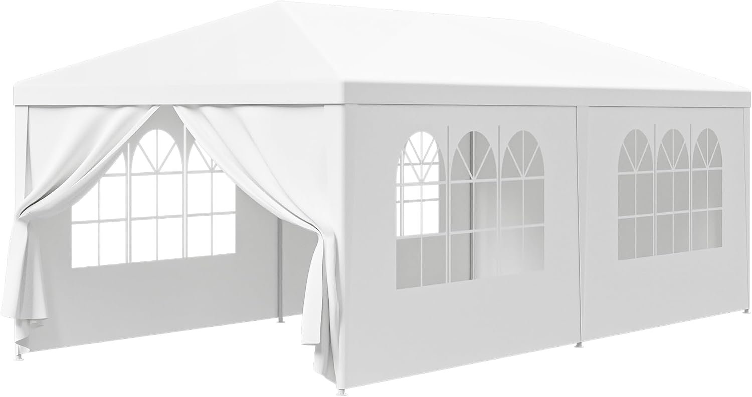 HomGarden 10’x20′ Outdoor Canopy Tent Camping Gazebo Storage Shelter Pavilion Cater for Party Wedding Events BBQ w/4 Removable Enclosure Sidewalls & 2 Zippered Doorways