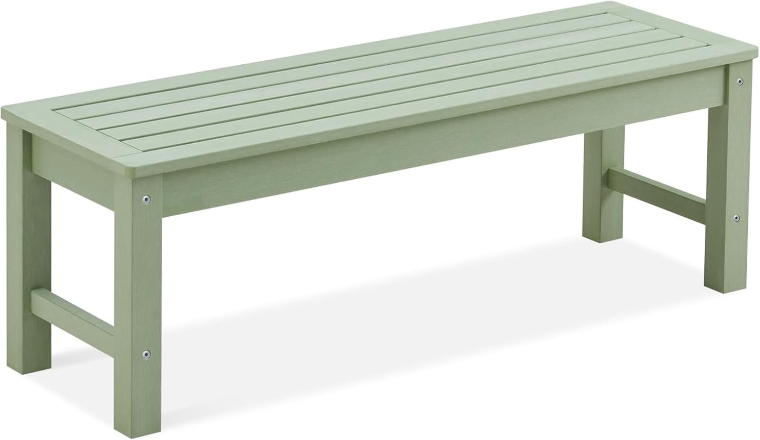 Psilvam 47″ Outdoor Bench, All Weather HDPE 2-Person Backless Bench with 700Lbs Weight Capacity, Waterproof Patio Bench for Porch, Garden and Park (Green)