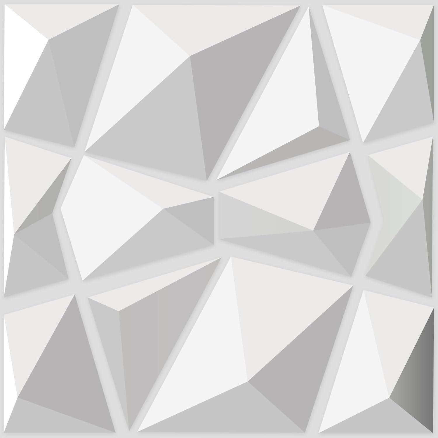Art3d Decorative 3D Wall Panels in Diamond Design, 11.8″x11.8″ Matt White (33 Pack)