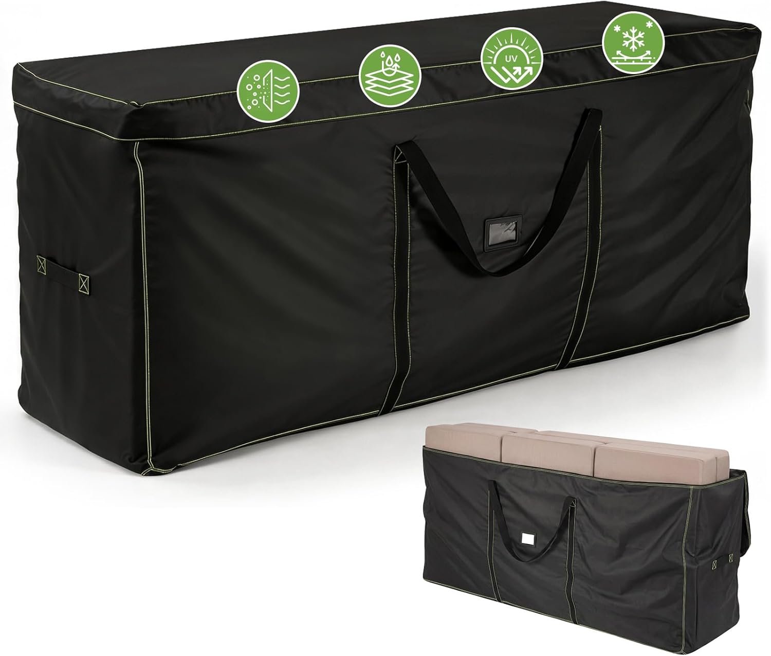 GARPROVM Extra Large Patio Cushion Storage Bag, 68″x20″x30″ Outdoor Furniture Cushion Storage with Carry Handles, 420D Oxford Fabric Waterproof Storage Bag for Garden Cushions Christmas Tree