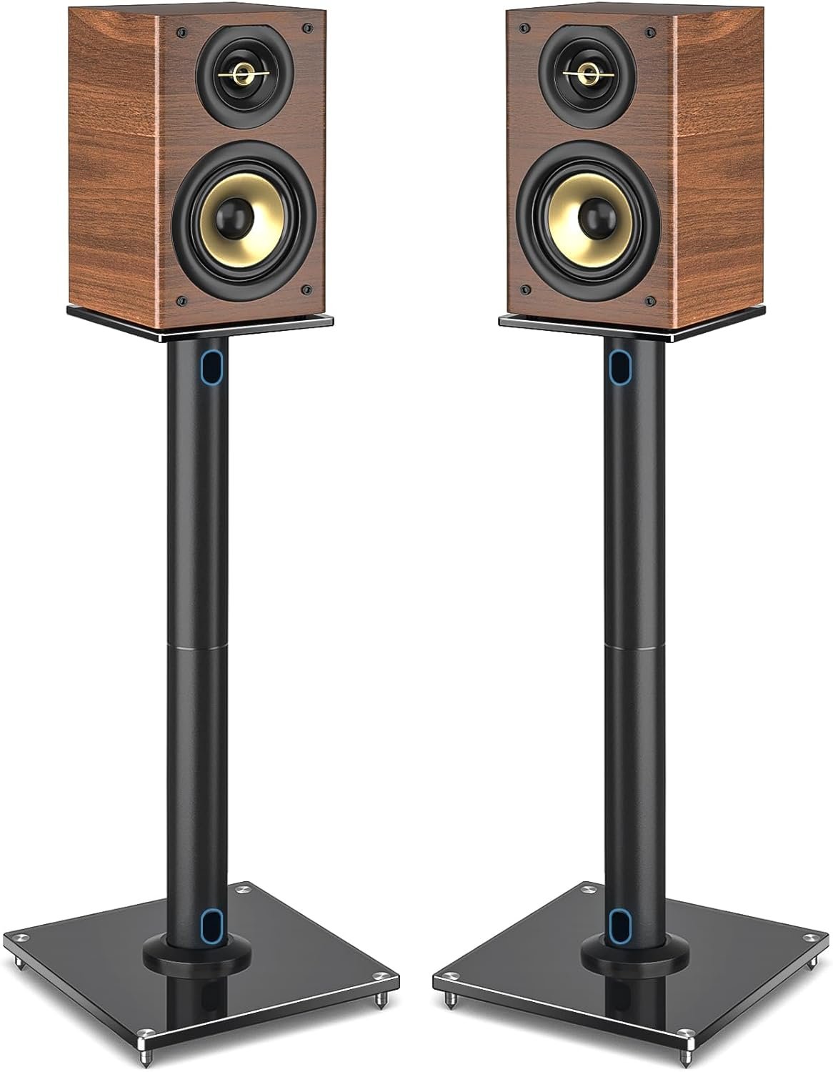 Rfiver Upgraded 45° Swivel Speaker Stands Pair for Surround Sound, Heavy Duty 28 Inch Bookshelf Speaker Stand Each Holds 22lbs Large Speaker, Floor Speaker Stand Built-in Cable Management, 1 Pair