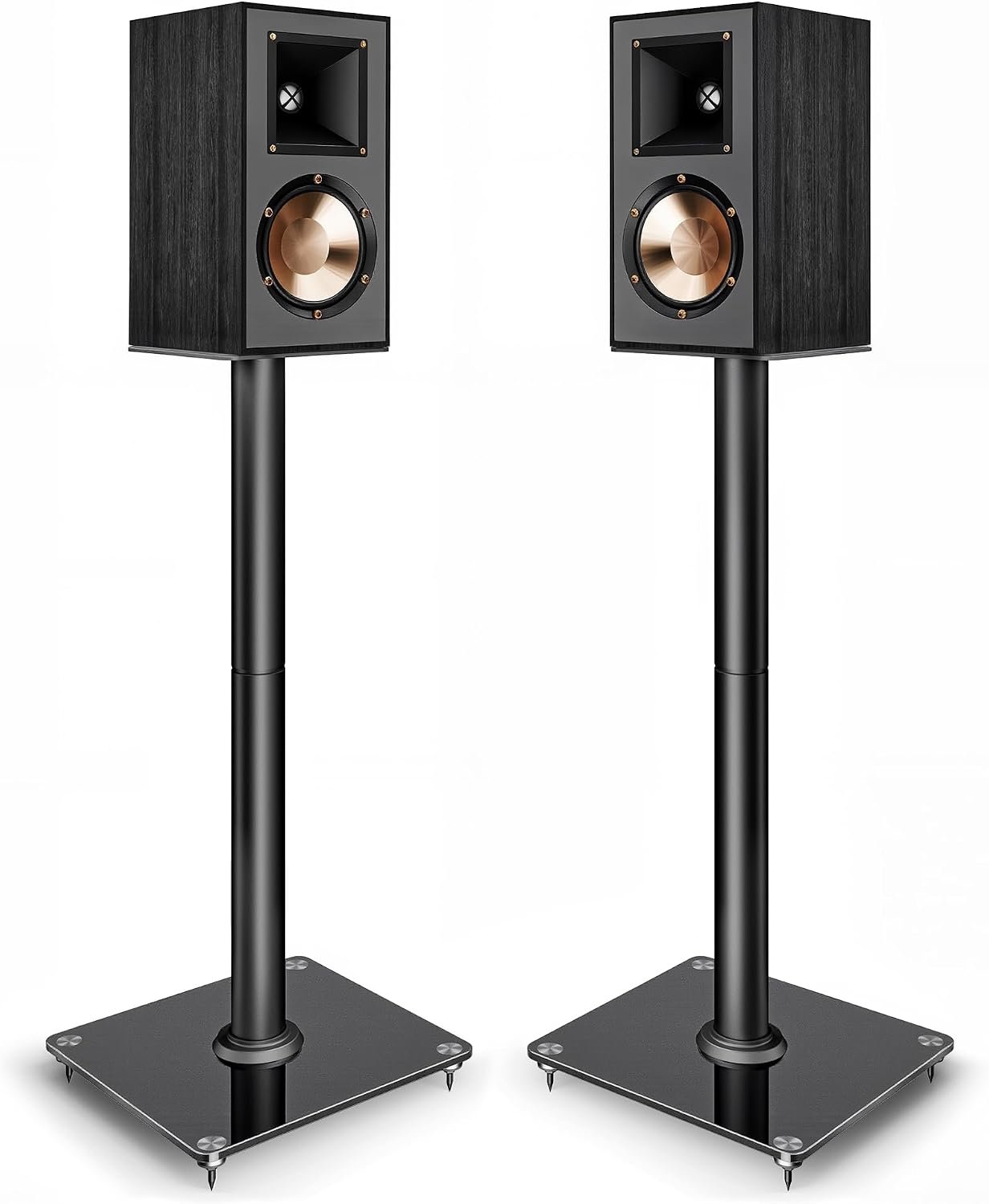 Speaker Stands Pair, 30″ Fixed Height, 55lbs Weight Capacity, 11.8″ Base, Cable Management, Freestanding Speaker Floor Stand for Surround Sound, Tempered Glass Base