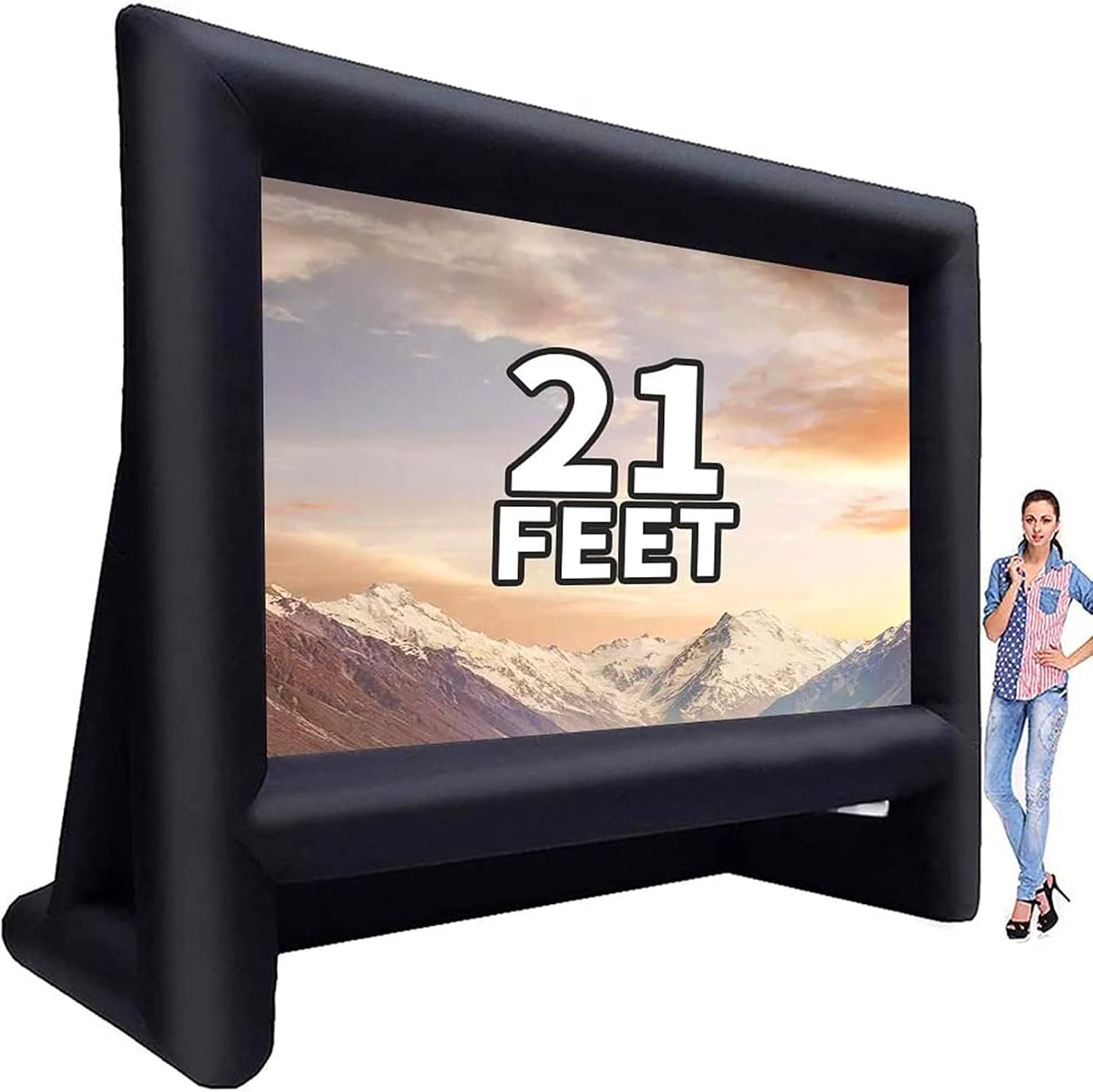 GYUEM 21FT Inflatable Projector Screen – Outdoor Movie Screen Blow Up for Movie Parties Backyard Outside with Air Blower and Carry Bag, Front and Rear Projection