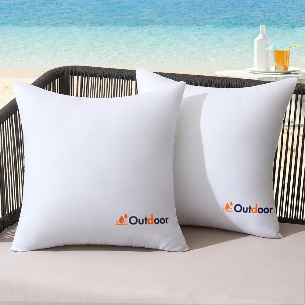 MIULEE Pack of 2 18×18 Outdoor Waterproof Throw Pillow Inserts, Decorative Water-Resistant Pillow Cushion for Patio Garden