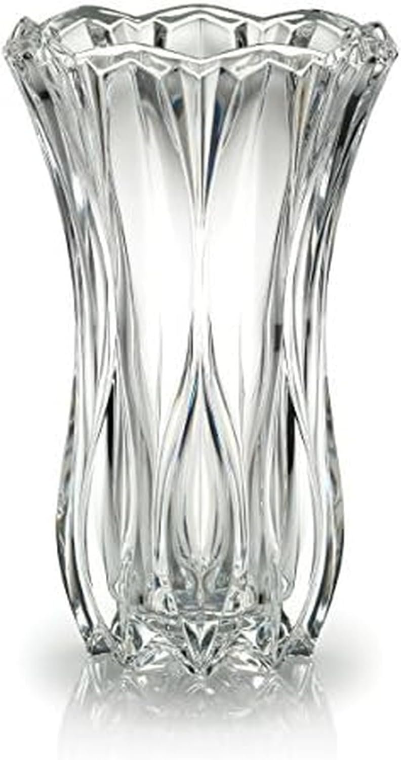 Celebrations by Mikasa Blossom Crystal Vase 12 Inch – Sculpted Flower Design for Fresh Bouquets, Home Decor, Centerpieces – Traditional and Contemporary Style