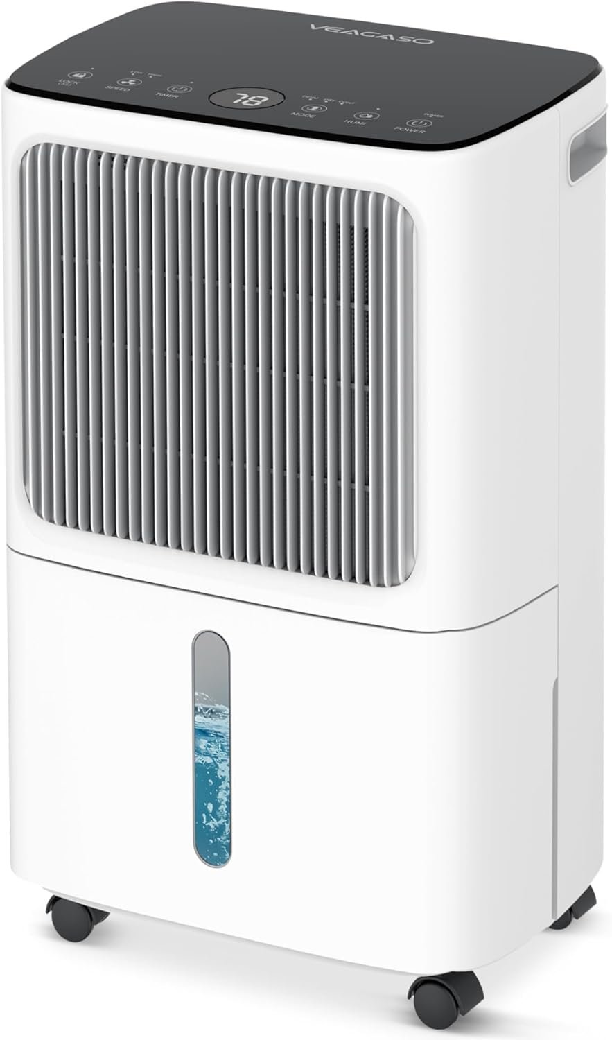 VEAGASO 2500 Sq.Ft Dehumidifier for Basement with Drain Hose, 34-Pint Dehumidifiers for Home, Large Room, Bathroom, Bedroom – 3 Modes, Intelligent Humidity Control, Dry Clothes, 24H Timer