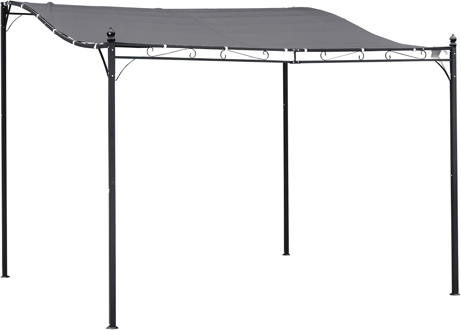 Outsunny 10′ x 10′ Steel Outdoor Pergola Gazebo, Patio Canopy with Weather-Resistant Fabric and Drainage Holes for Backyard, Deck, Garden, Gray