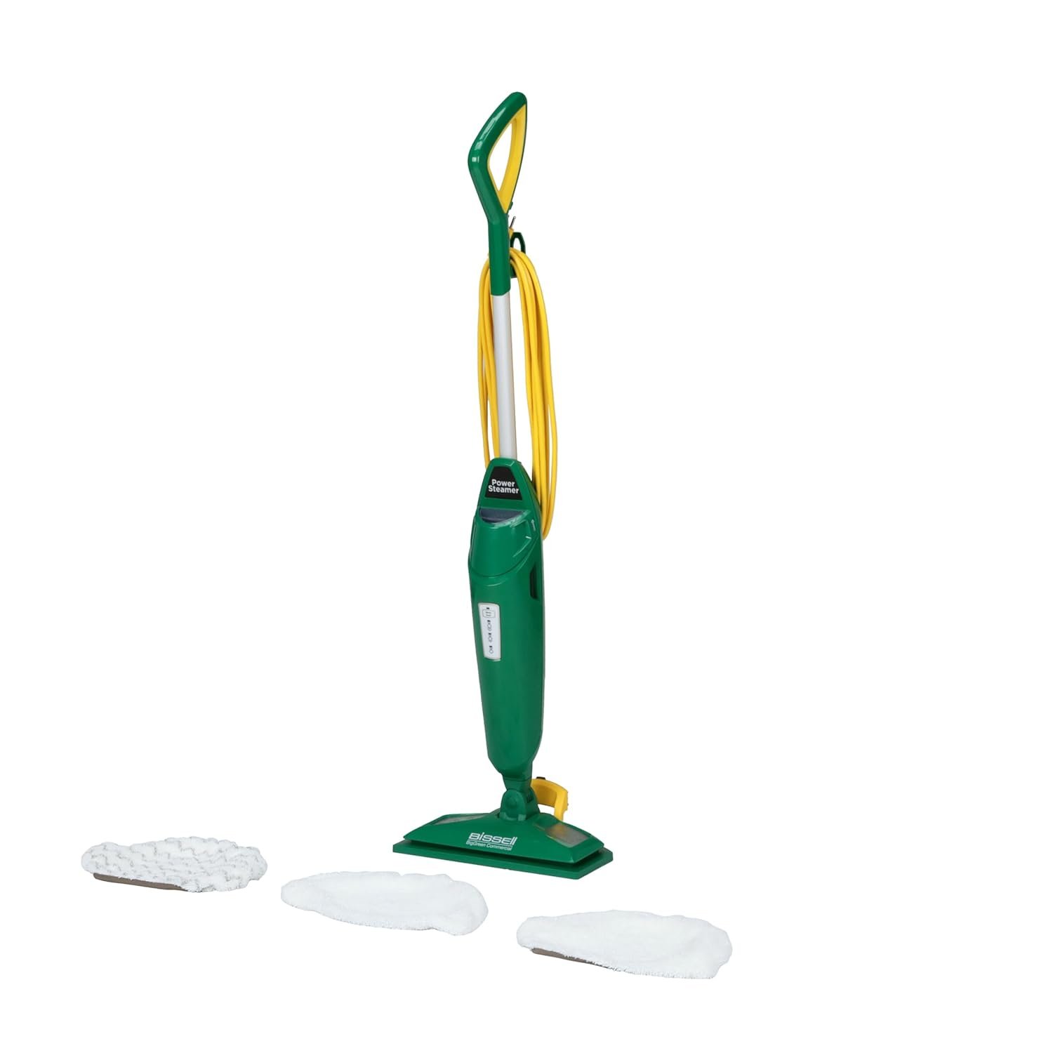 Bissell Commercial-BGST1566 Steam Mop Power Steamer, 12.5″ wide, comes with Two soft pads for every day and one scrubby pad for heavy messes,Green