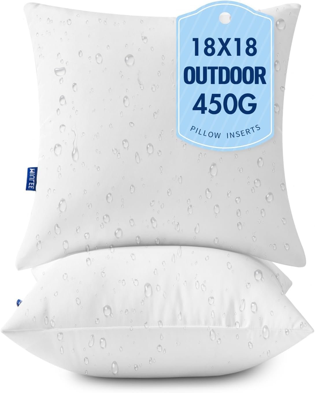 MIULEE 18×18 Outdoor Pillows,Set of 2 Throw Pillows Waterproof,Soft Support Throw Inserts Decorative Water Resistant for Patio Furniture and Garden