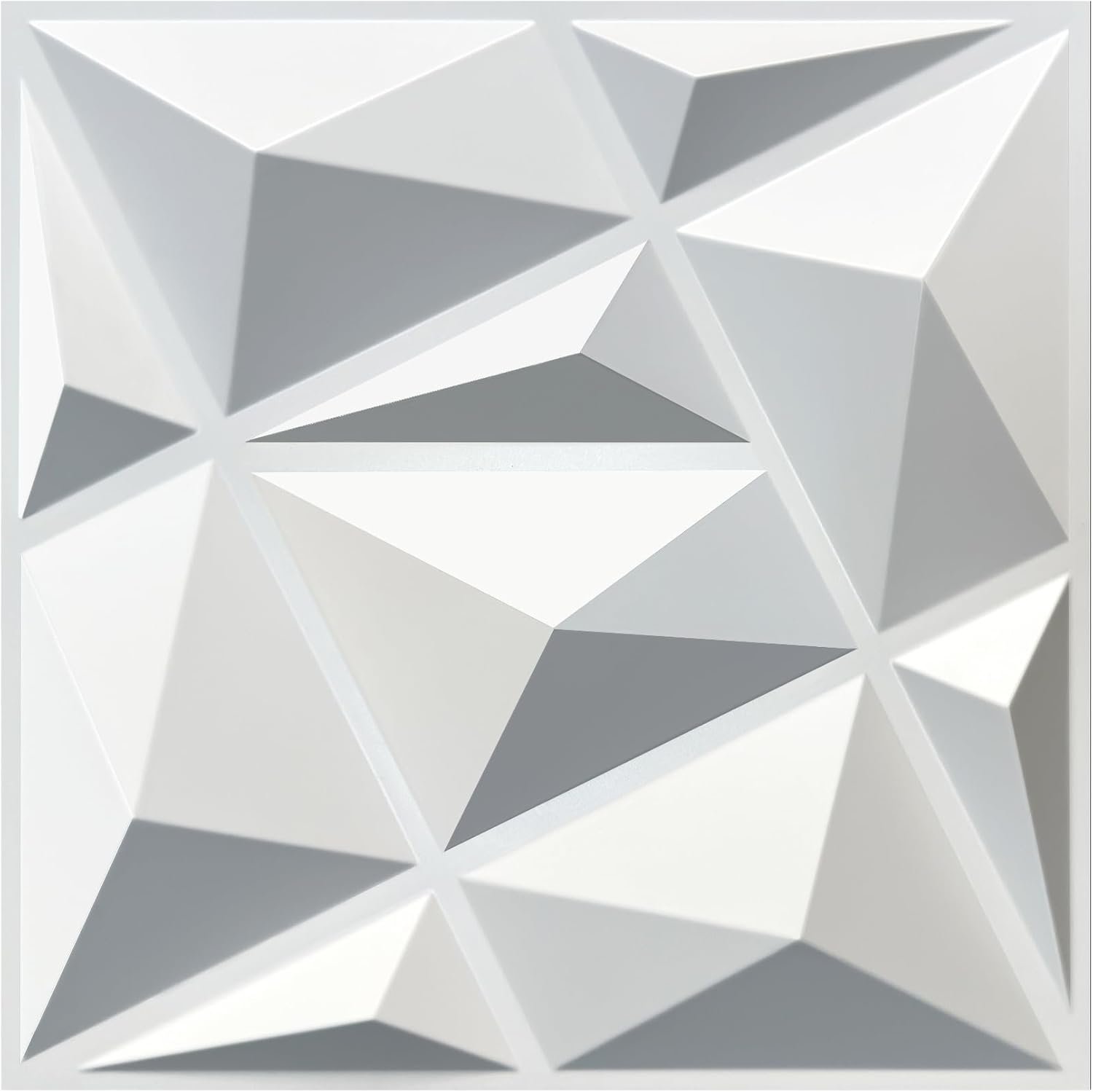 MIX3D 33 Pack 3D Wall Panels, Modern Diamond Textured Design for Interior Wall Decor in Living Room Bedroom Game Room Office Hotel, White, 12” x 12” Cover 32 Sq. Ft