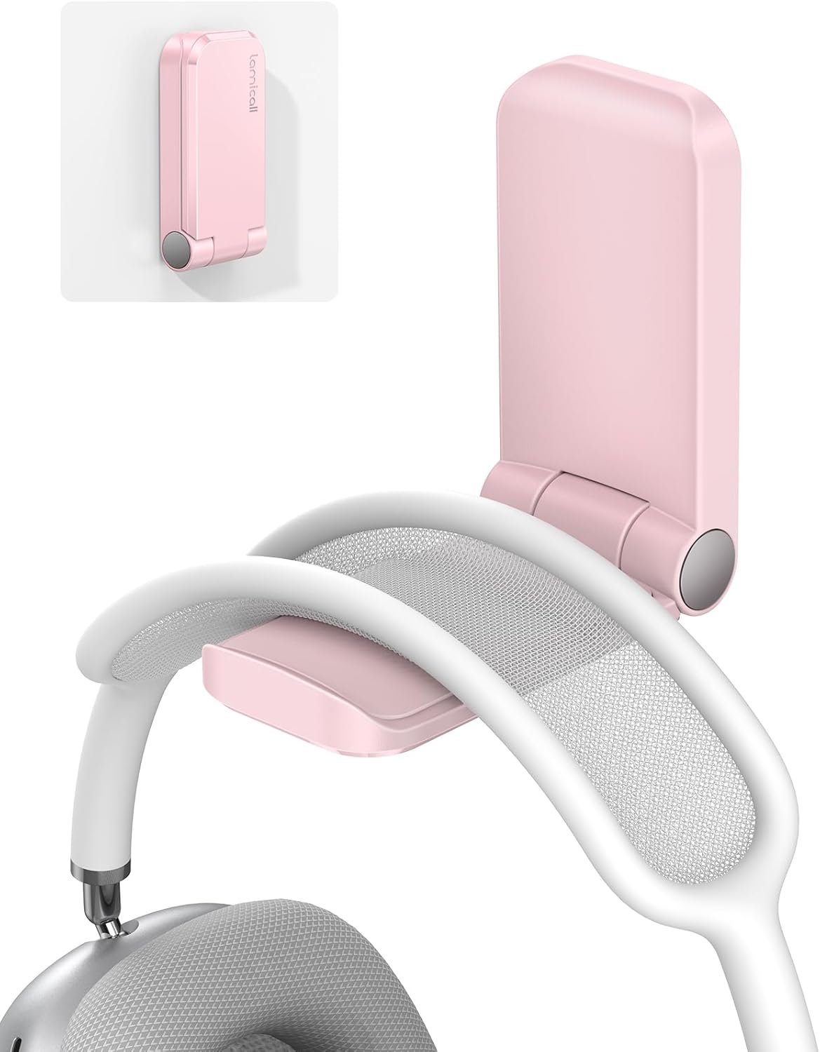 Lamicall Headphone Stand, Sticky Headset Hanger – Adhesive Headphone Holder Hook Mount, Headset Stand Holder Clip Under Desk, Earphone Clamp for Airpods Max, HyperX, Sennheiser, Pink
