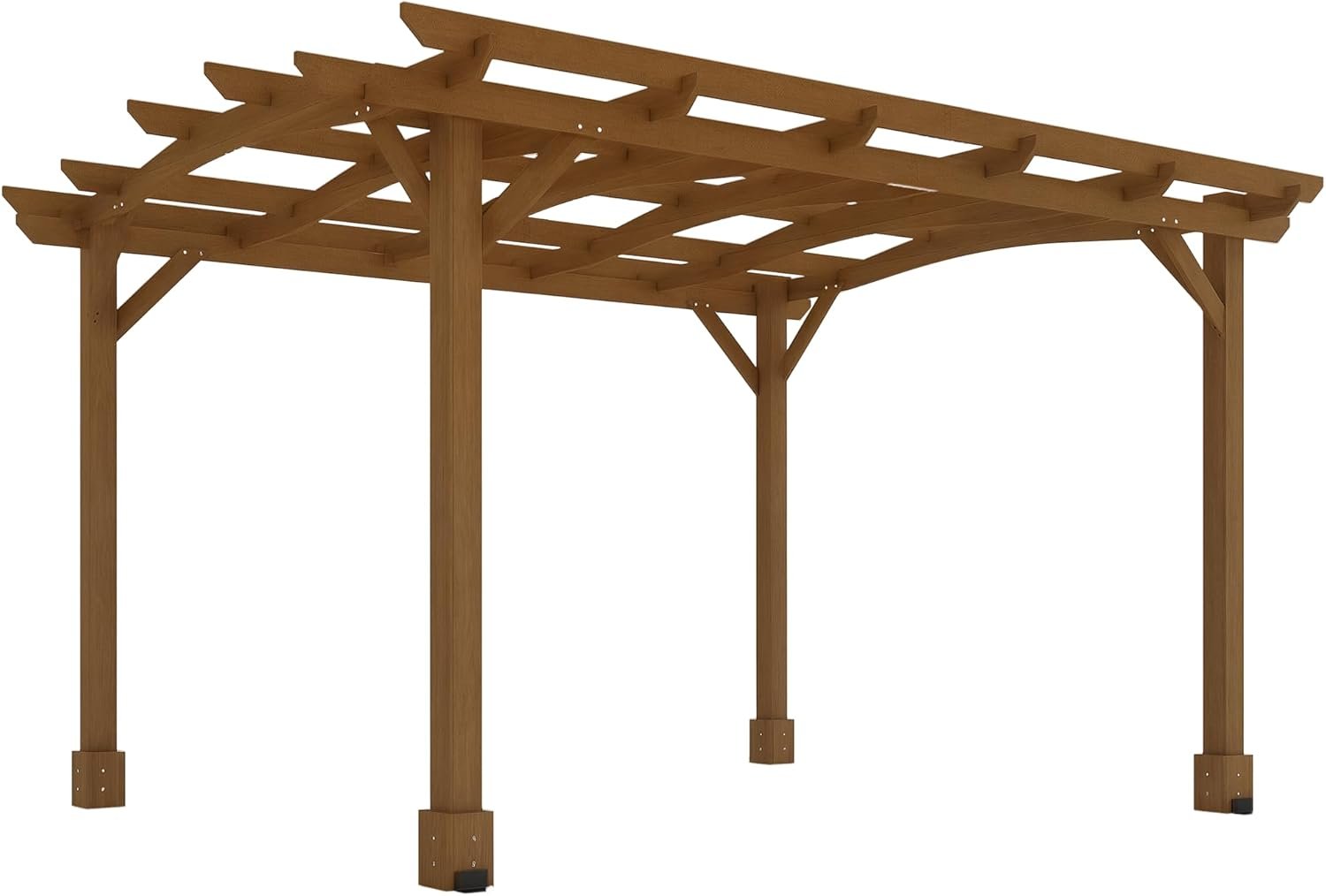 Outsunny 10′ x 12′ Outdoor Pergola with Arched Roof for Climbing Plant Support, Wood Gazebo Grape Trellis with Stable Structure, Concrete Anchors for Patio, Garden, Deck, Backyard, Dark Brown