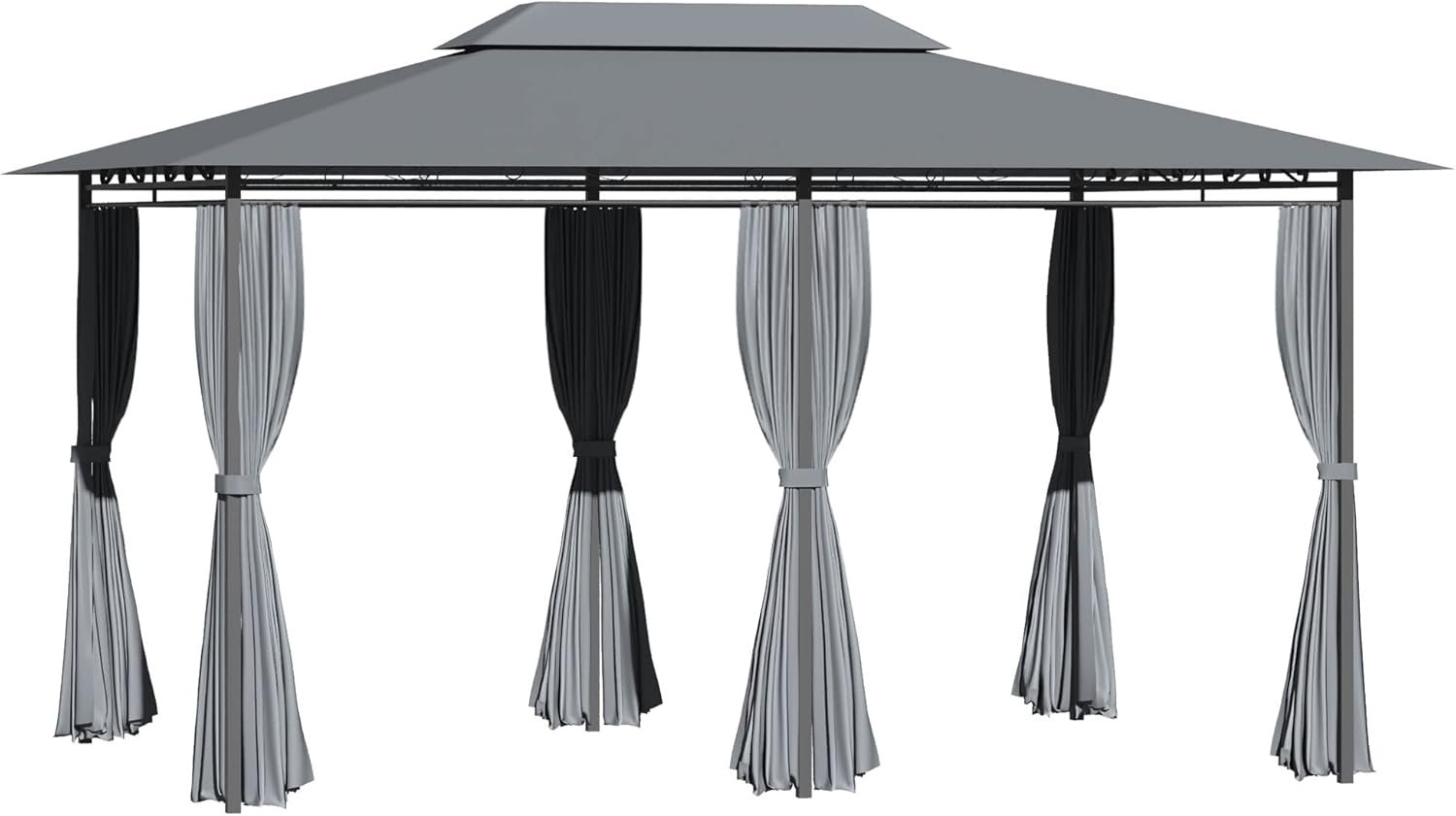Outsunny 10′ x 13′ Patio Gazebo, Outdoor Gazebo Canopy Shelter with Curtains, Vented Roof, Steel Frame for Garden, Lawn, Backyard and Deck, Sage Gray