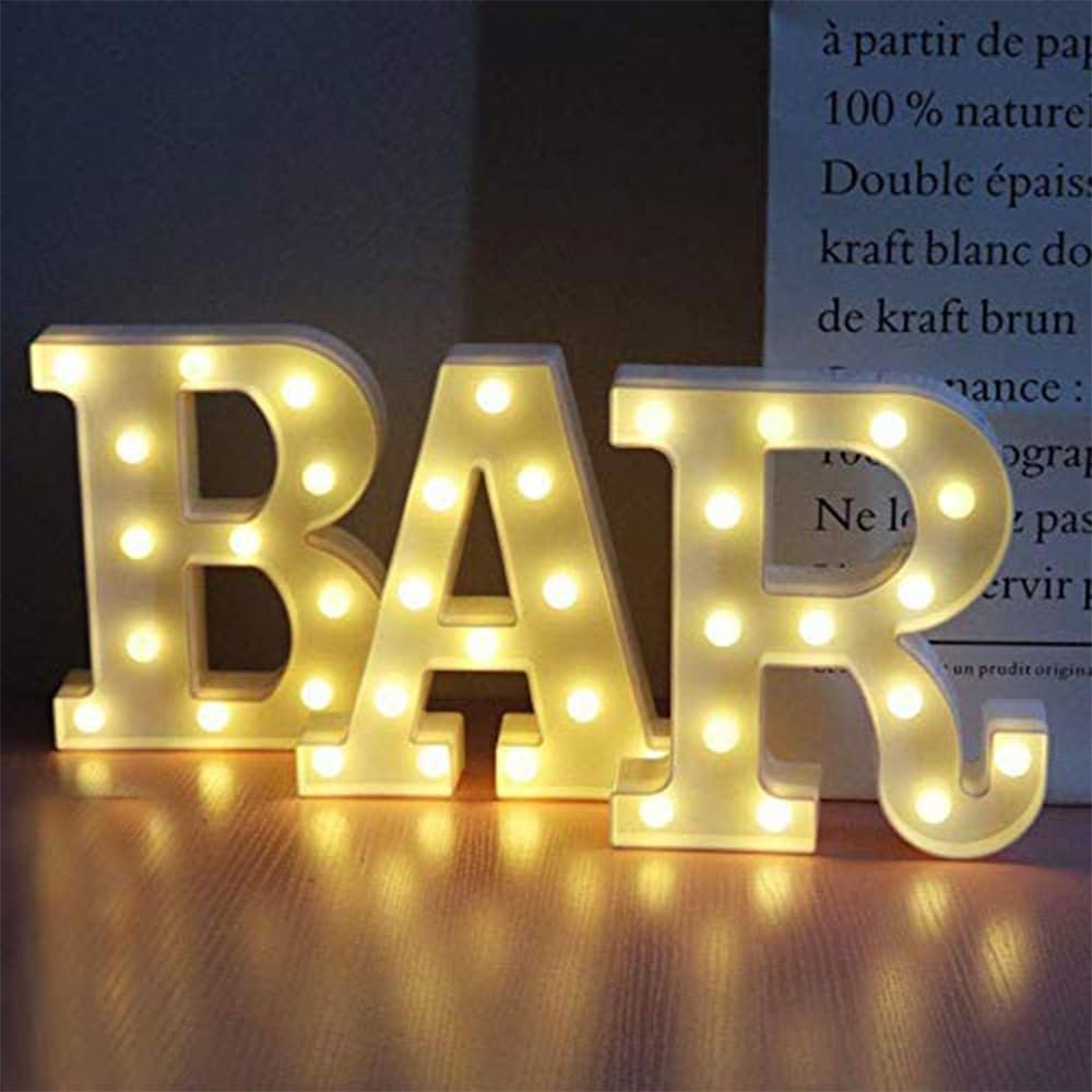 Pooqla BAR Sign for Home Bar Decor, Warm White LED Light Up Bar Sign | BAR Letters with Lights Battery Opreated, Light Up Marquee Bar Sign for Party Decor, Anniversary Birthday Gift for Him Men