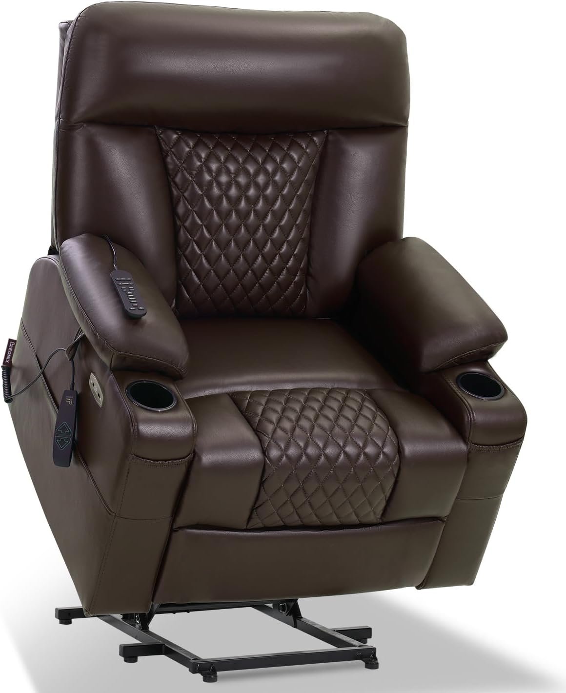 EONIX Power Lift Recliner Chair for Elderly with Heat and Massage, 400lbs Heavy Duty Electric Recliner Chairs for Adults with Cup Holders and USB Charging Ports, SLRY019020, Dark Brown