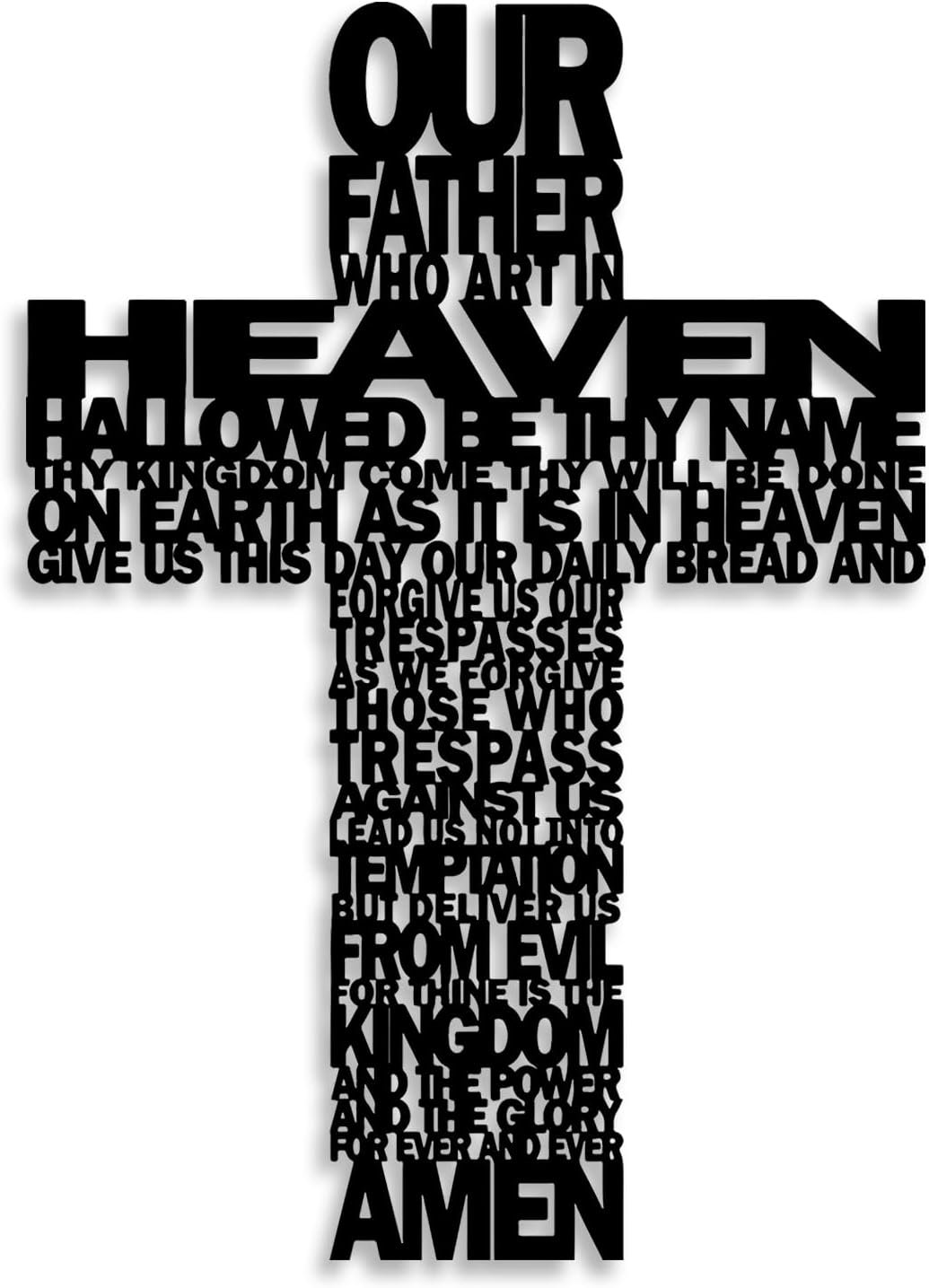 LIYOUYA Metal Cross Wall Decor – Rustic Farmhouse Decor Black Prayer Text Cross Wall Art Home Decor for Living Room, Bathroom, Bedroom, Dining Room, Office, Church (Black)
