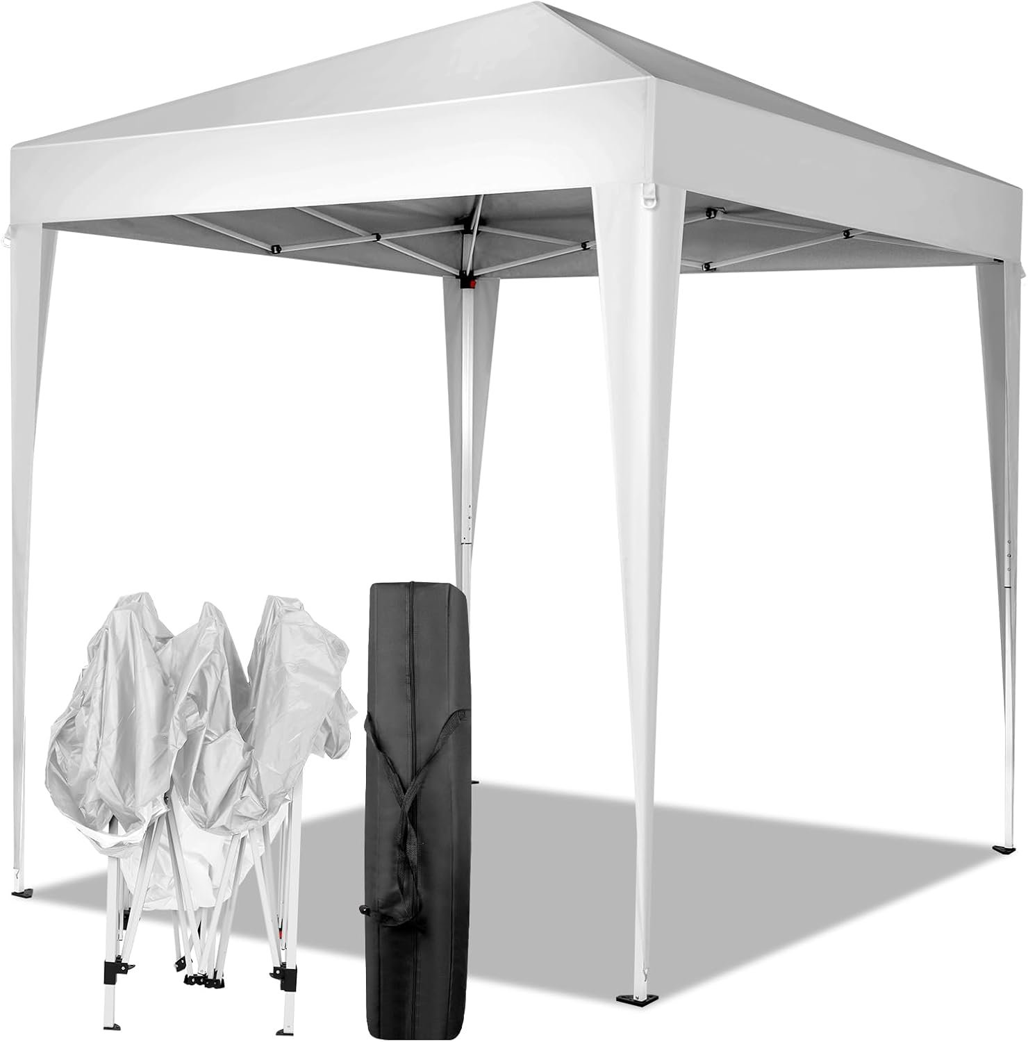 Outvita 6.5×6.5ft Pop Up Canopy Tent, Outdoor Instant Shelter Folding Canopy with Carry Bag for Commercial Events, Party, Backyard BBQ, Camping White