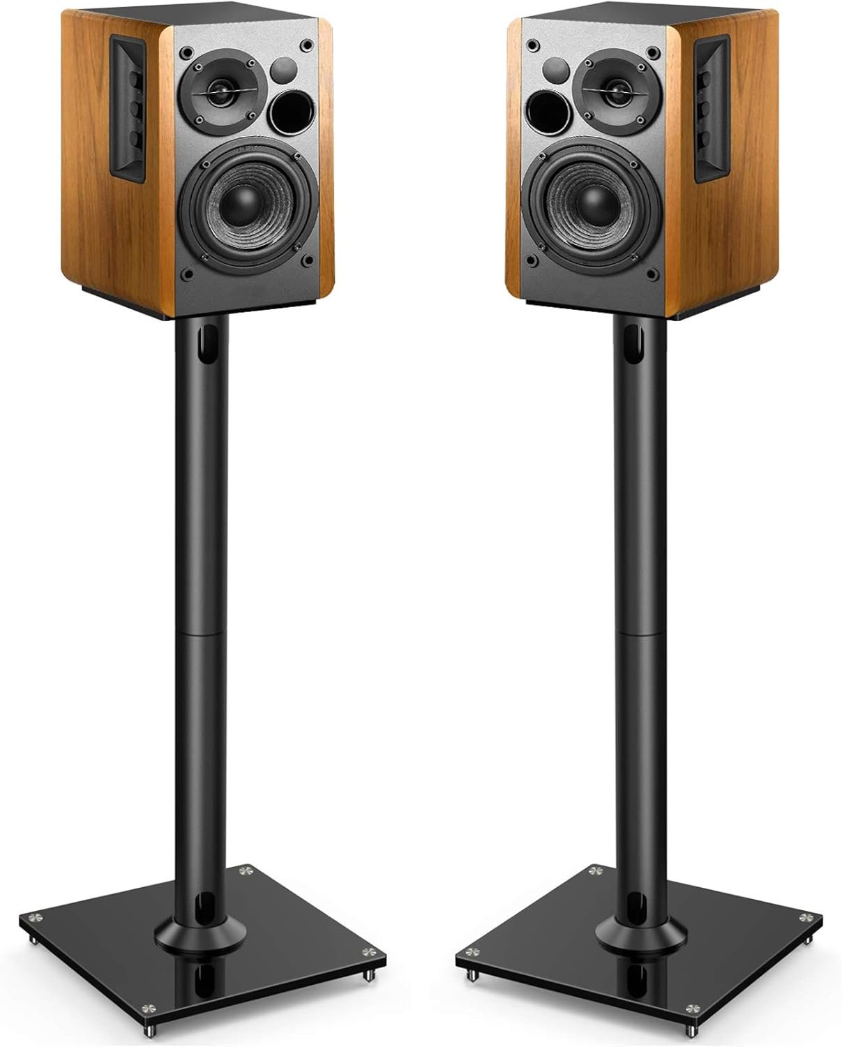 PERLESMITH Universal Floor Speaker Stands for Surround Sound up to 22LB, 27.56 Inch Bookshelf Speaker Stand for Klipsch, Polk, Yamaha & Other Large Satellite, Bookshelf Speakers, Studio Monitors,2P