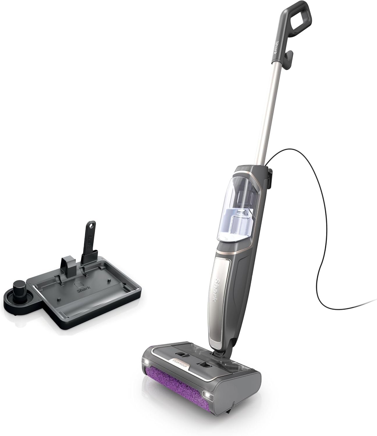 Shark Steam Pickup Lightweight 3-in-1 Steam Mop Cleaner Picks Up Debris, Deep Scrubs & Steam Sanitizes – All At Once for Home with Sealed Hard Floors like Hardwood, Tile & Laminate, SD201