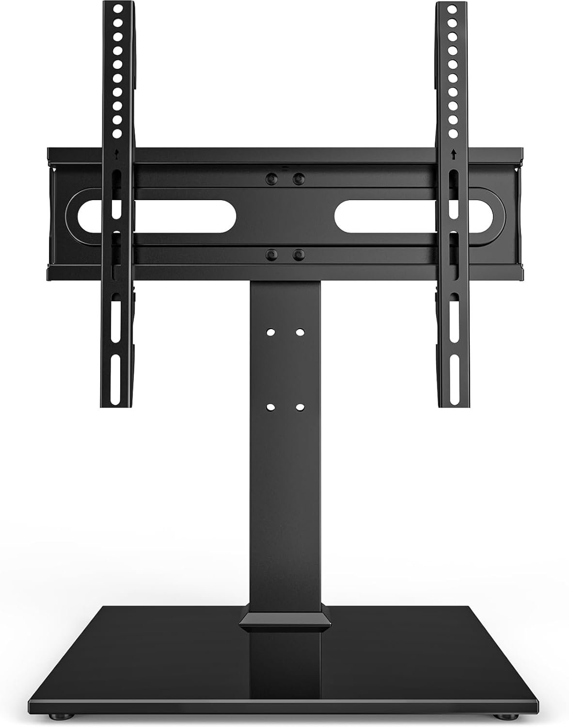Universal TV Stand – Table Top TV Stand for 27-60 inch LCD LED TVs – 9 Level Height Adjustable TV Base Stand with Tempered Glass Base & Wire Management, VESA 400x400mm