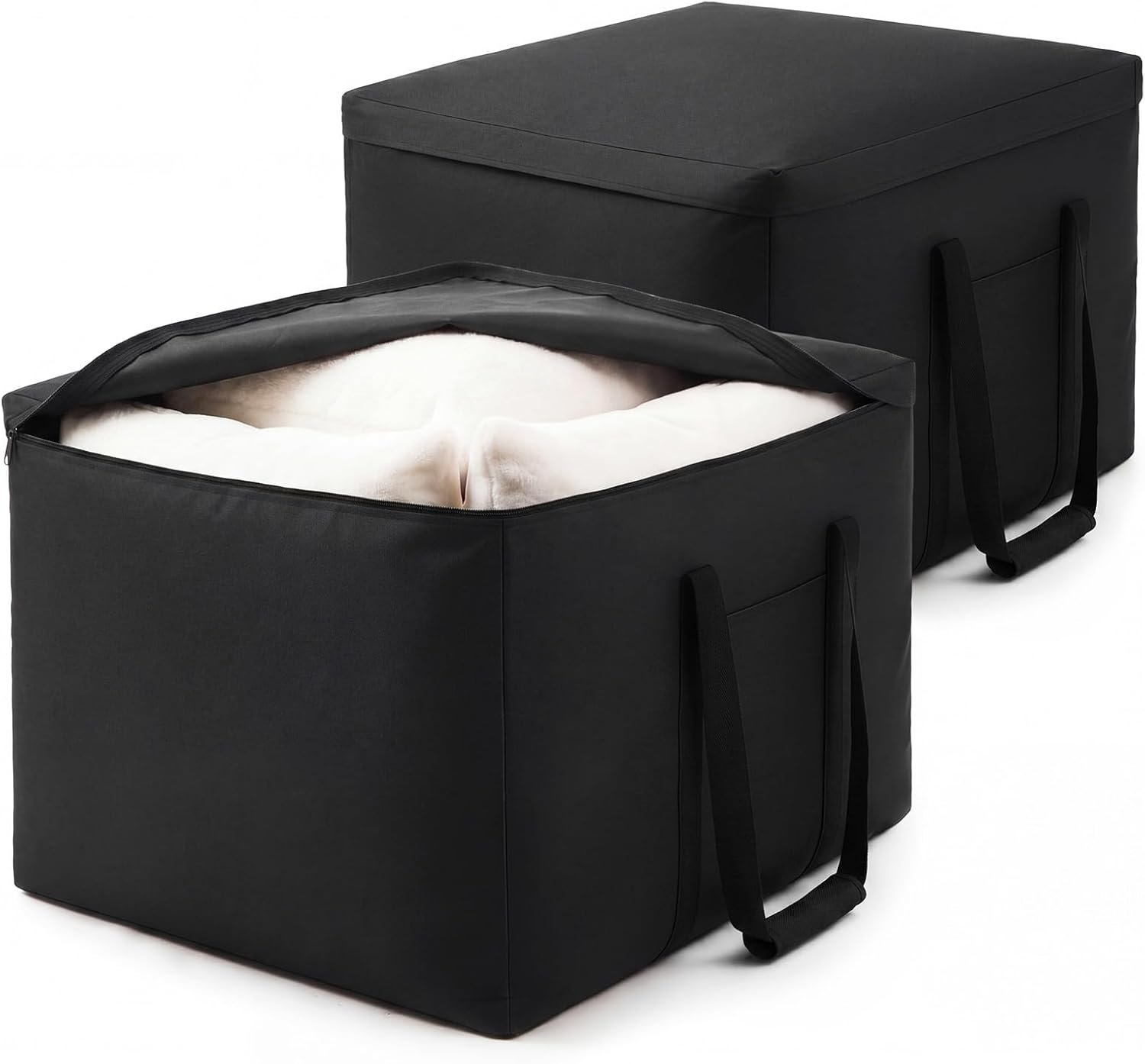 Sadnyy 2 Pack Cushion Storage Bags 32 x 32 x 24 Inch Waterproof Outdoor Furniture Square Cushion Organizer with Handle & Double Zipper, Large Black Bag for Patio Sofa, Chair, Bench, Christmas Tree