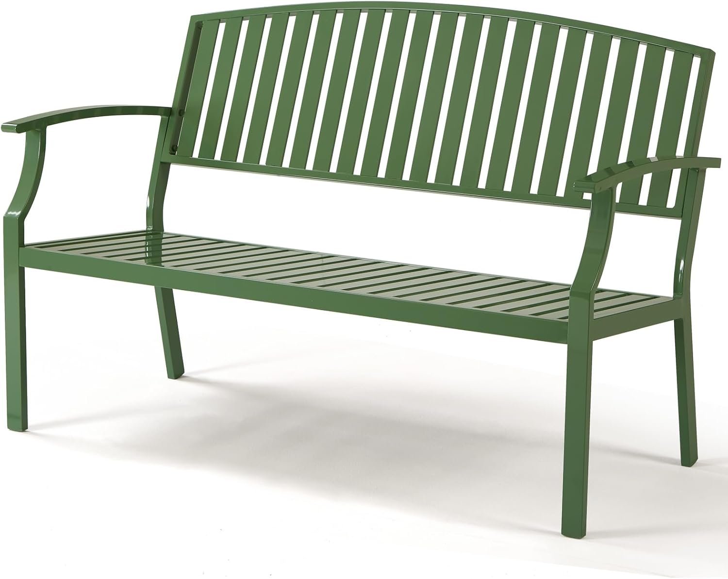 52″ Outdoor Garden Bench Weatherproof, Rust-Resistant Aluminum Metal 2-Person Garden Bench with 660 lbs Weight Capacity, Patio Benches for Outdoors Porch, Patio, Backyard and Park(Green)