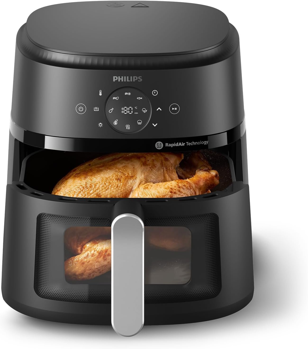Philips Air Fryer 2000 Series – 13-in-1 functions, 6.6 Quarts, Compact Design with Cooking Window, Black, (NA231/00)