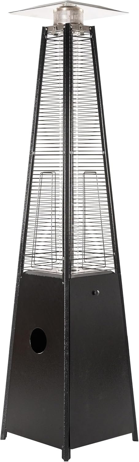 Outdoor Pyramid Propane Patio Heater with Reflector Shield & Wheels, 40000 BTU Quartz Glass Tube Heater for Home Backyard, Commercial Garden, Porch, Deck (Black)