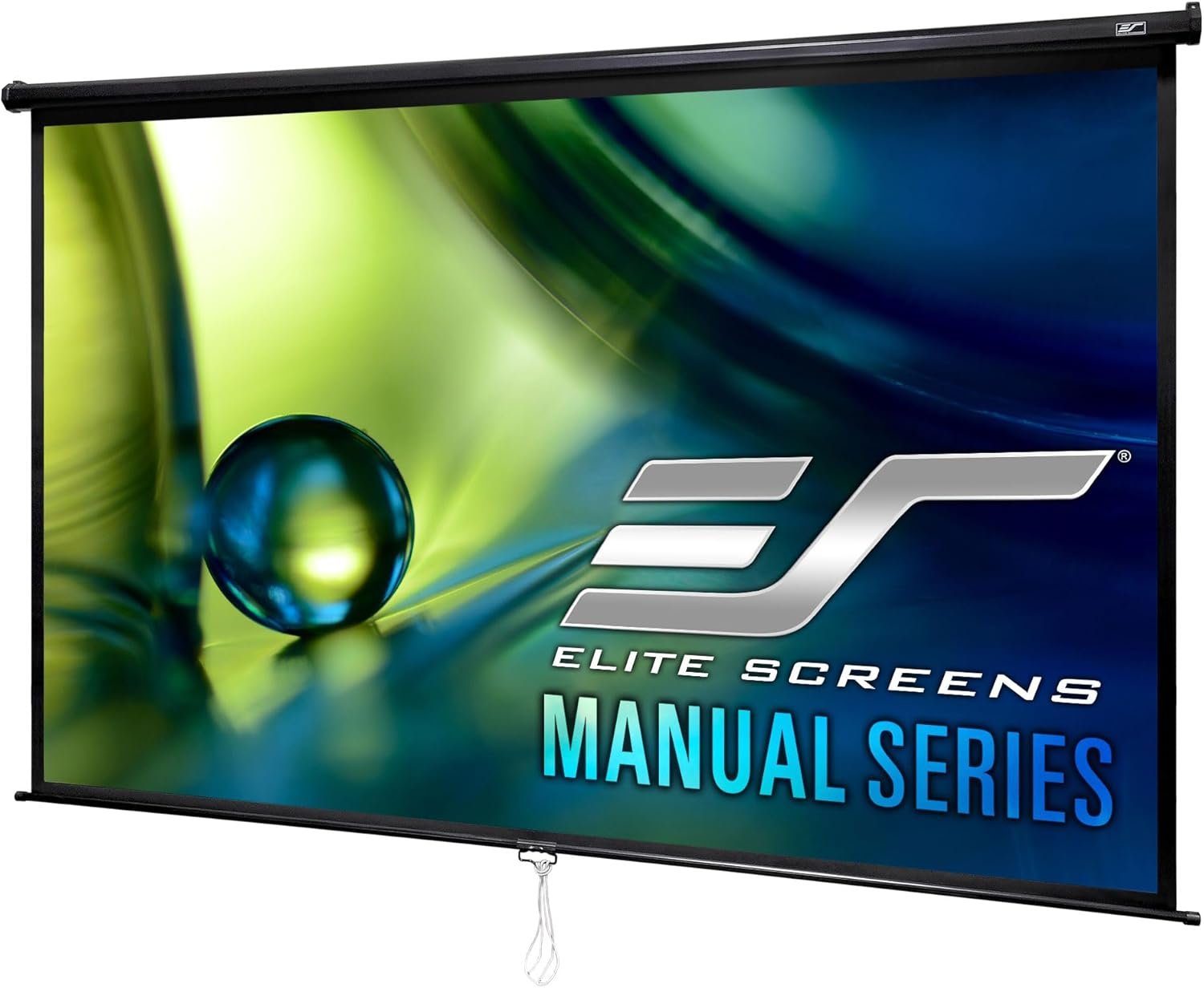Elite Screens Manual Series, 84-INCH 16:9, Pull Down Manual Projector Screen with AUTO LOCK, Movie Home Theater 8K / 4K Ultra HD 3D Ready, 2-YEAR WARRANTY, M84UWH, 16:9, Black