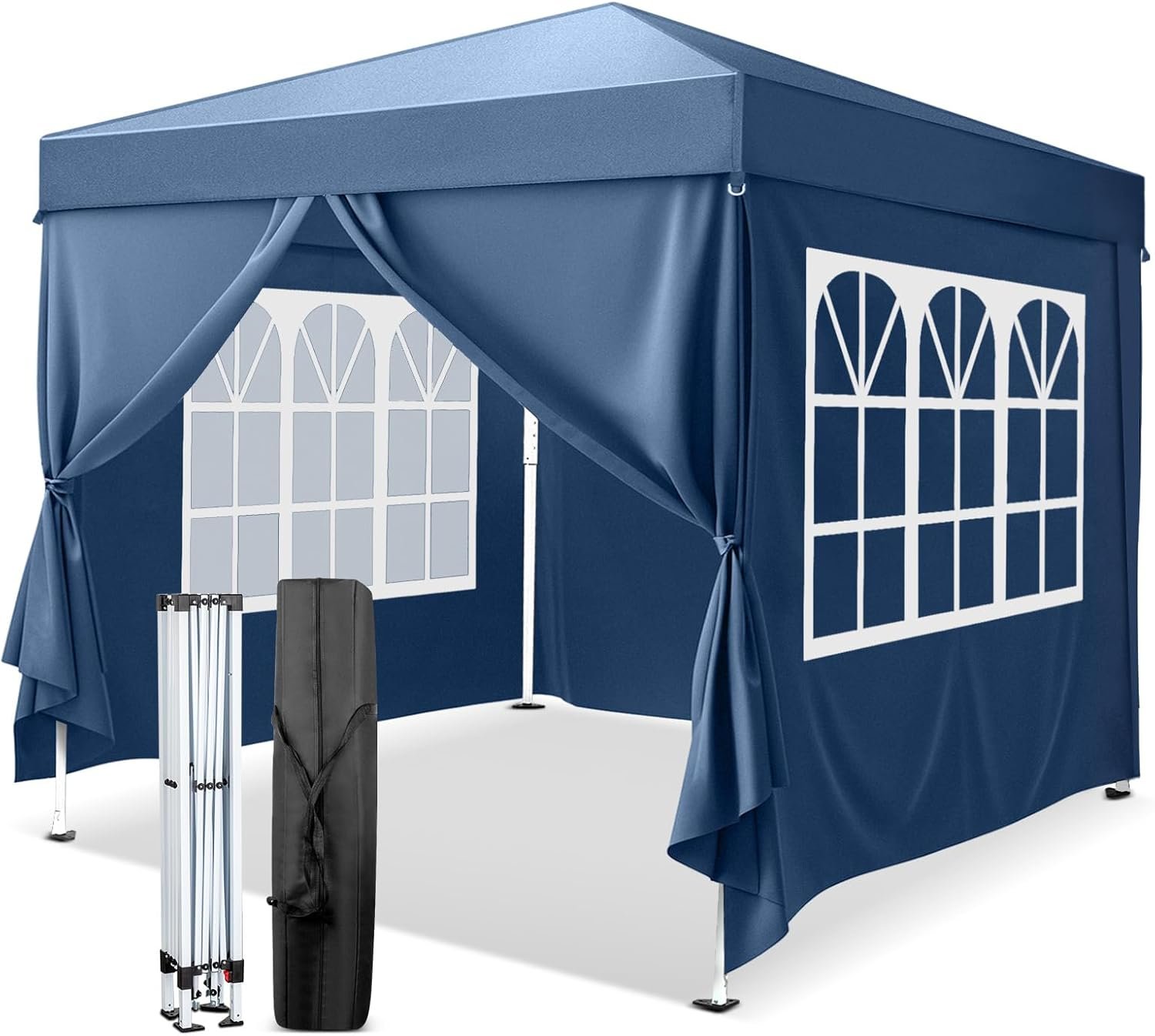 VINGLI 10×10 Pop Up Canopy Tent with Sidewalls, Outdoor Gazebo Canopy Tent, Patio Event Tents Outdoor Event Shelter for Parties (Blue)