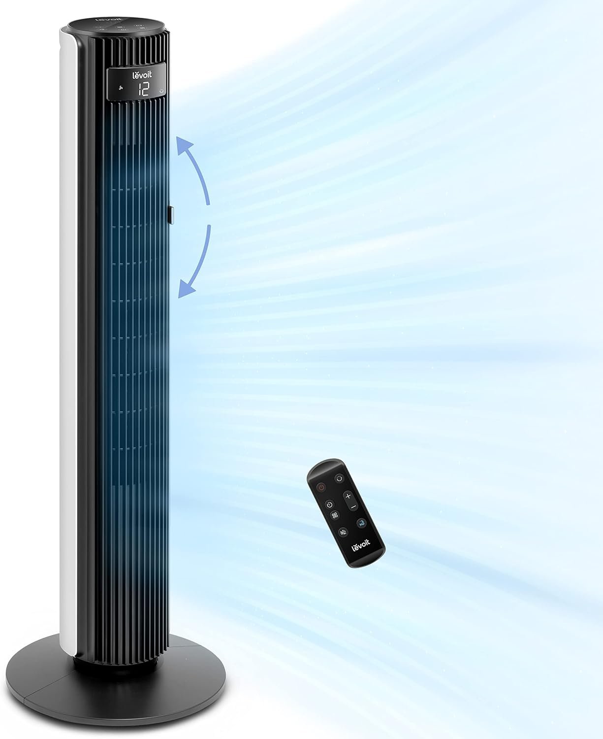 LEVOIT Classic 42-inch Tower Fan for Home, 1472 CFM Powerful Fan, 22dB Quiet as You Sleep, 90° L&R Oscillation, 60° U&D Airflow, 12H Timer, 5-Speed and 4 Modes with Temperature Sensor, Remote Control
