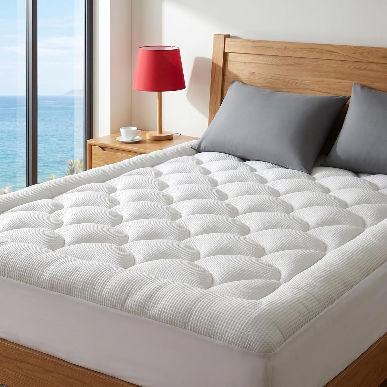Queen Size Mattress Topper Cooling Breathable, Pillow Top Mattress Pad Supportive for Back Pain Relief, Quilted Fitted with 8-21 inches Deep Pocket, Machine Washable (60×80 inch, Dove Grey)