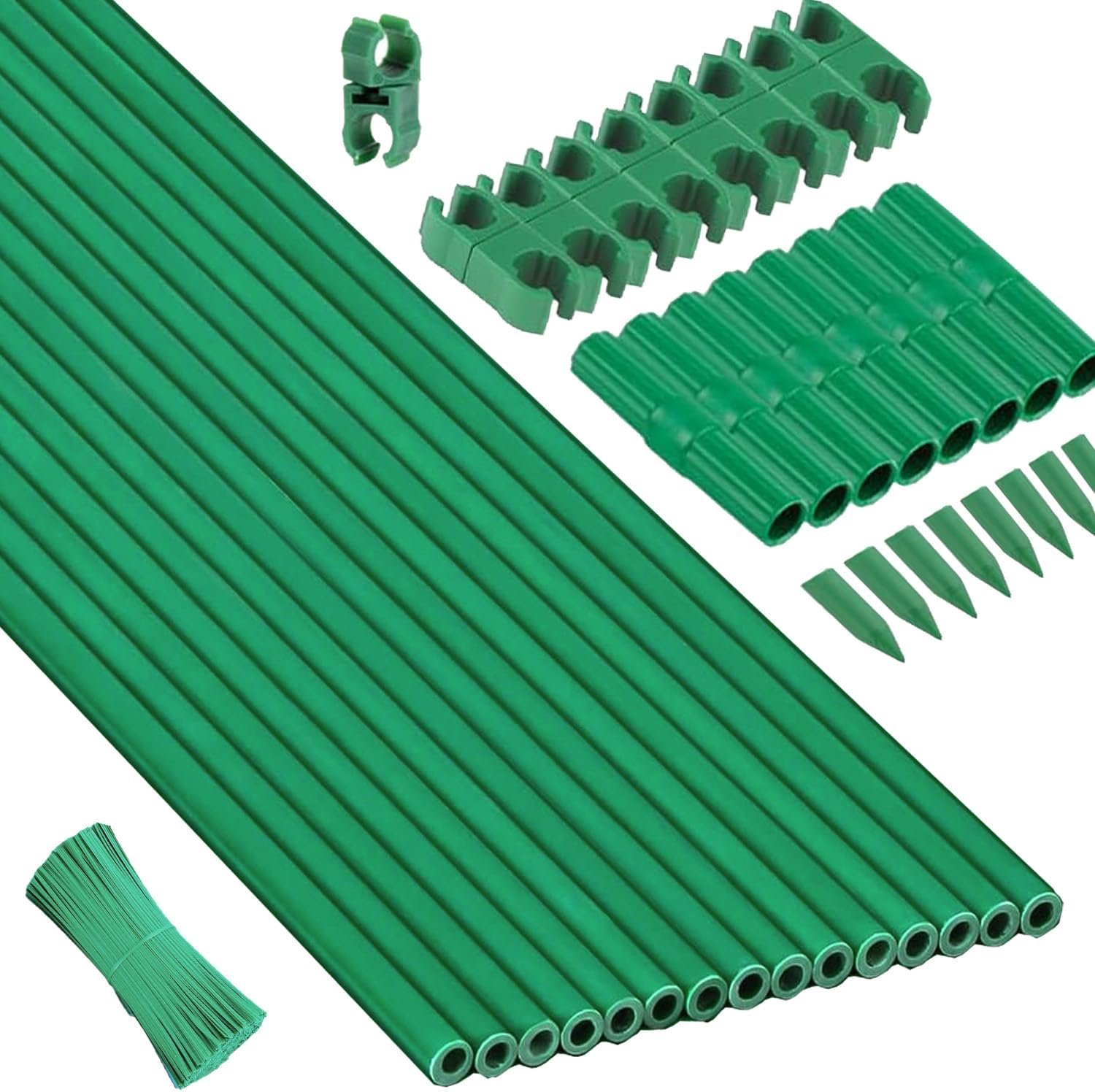 15Set 13.7 Inch Garden Stakes, 48 Pack Tomato Stakes Plastic Coated Metal Plant Sticks DIY 4ft 5ft 6ft 7ft 8ft Stakes Supports for Indoor Outdoor Plants Vegetable