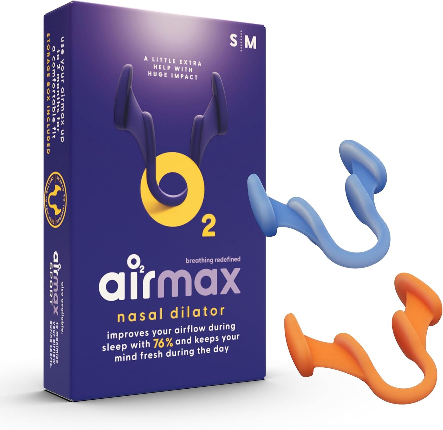Air Max Nasal Dilators Trial Pack – Anti Snoring Devices – 76% More Airflow for Better Breathing & Against Nasal Congestion – Guaranteed Fit (1x Small & 1x Medium) – Reusable
