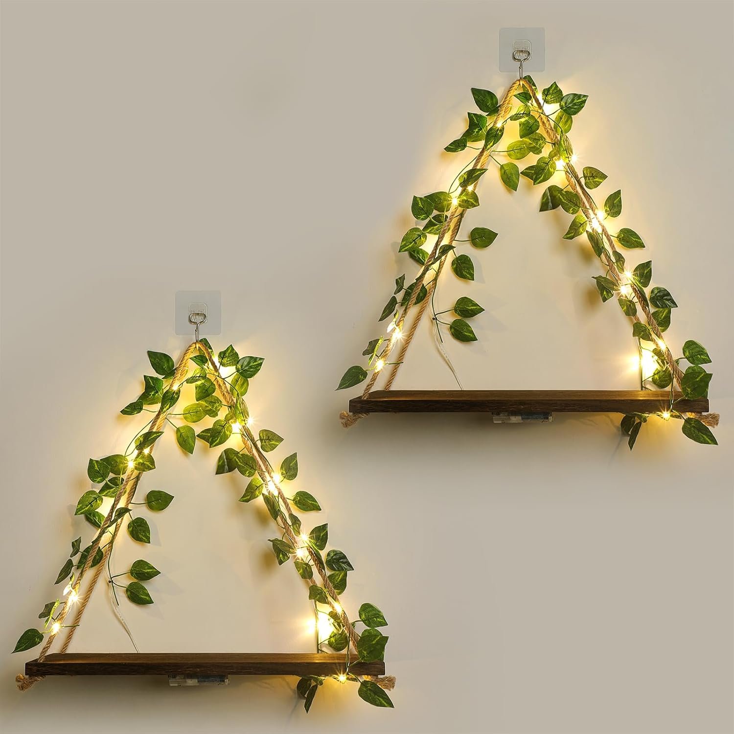 Forest Angle Shelf for Wall,Floating Shelves,Floating Shelves for Wall No Drilling,Adhesive Shelves,Command Strip Shelf,Room Decor Aesthetic,Plant Shelf Wall,Whimsical Decor,2-Piece Set(Green Leaf)