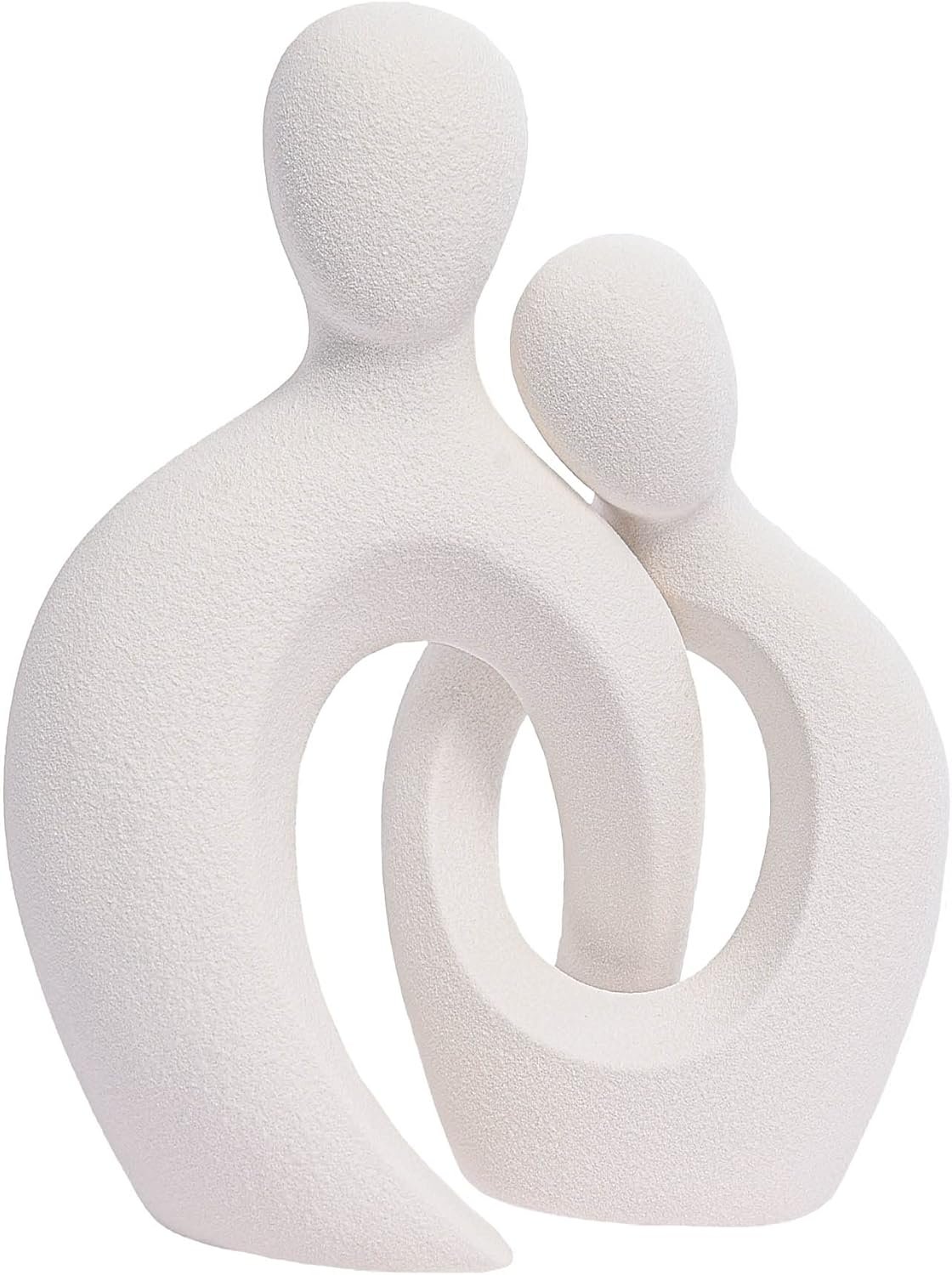 Quoowiit Ceramic Couple Sculptures for Home Decor, Abstract Lover Statue for Shelf, Office, Living Room, Bedroom, Gifts for Anniversary, Valentine’s Day, Birthday (White)