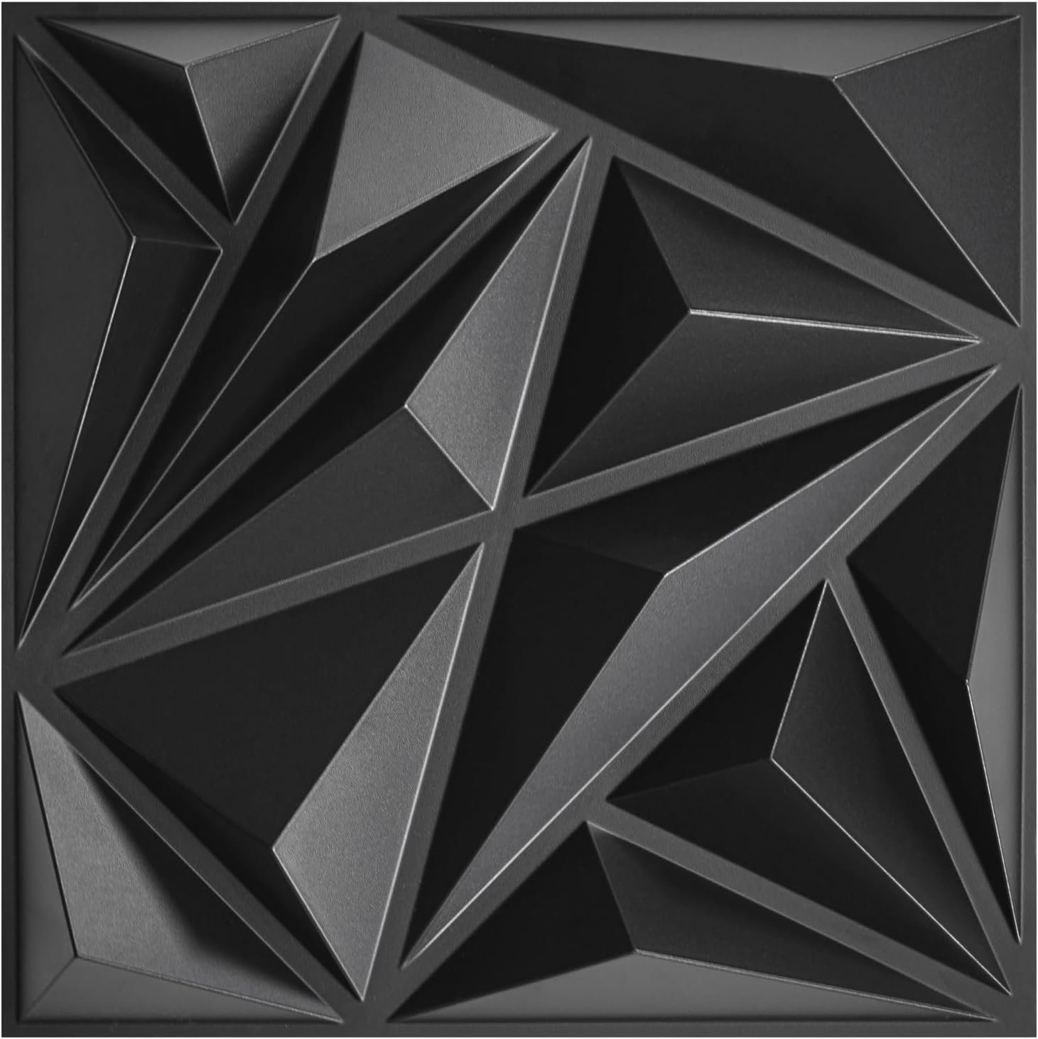 STICKGOO Black 3D Wall Panels for Interior Wall Decor, 12”x12” Diamond Accent Panels for Living Gaming Room, Bedroom, Office, 33 Pack