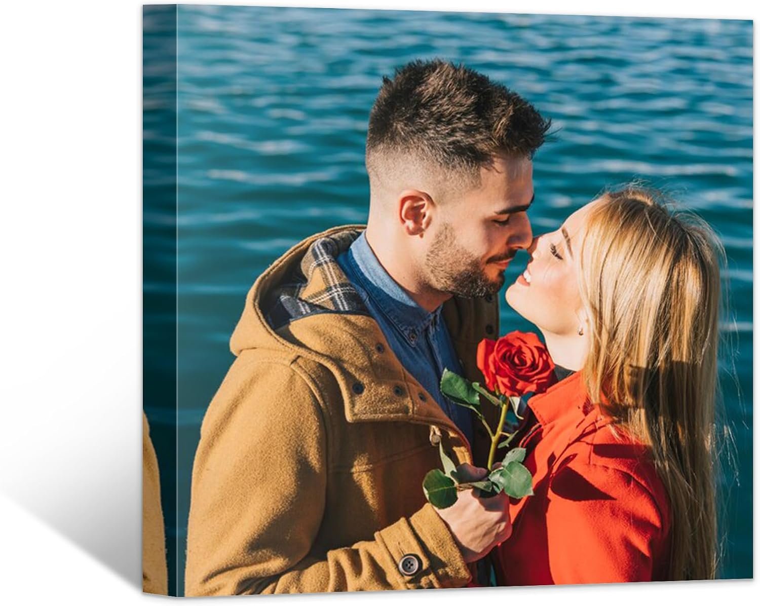 Personalized Canvas Wall Art (Framed 12“X 12”) Custom Canvas Prints with Your Photos Wall Art for Living Room,Bedroom,Couple Photo Prints for Christmas Gifts