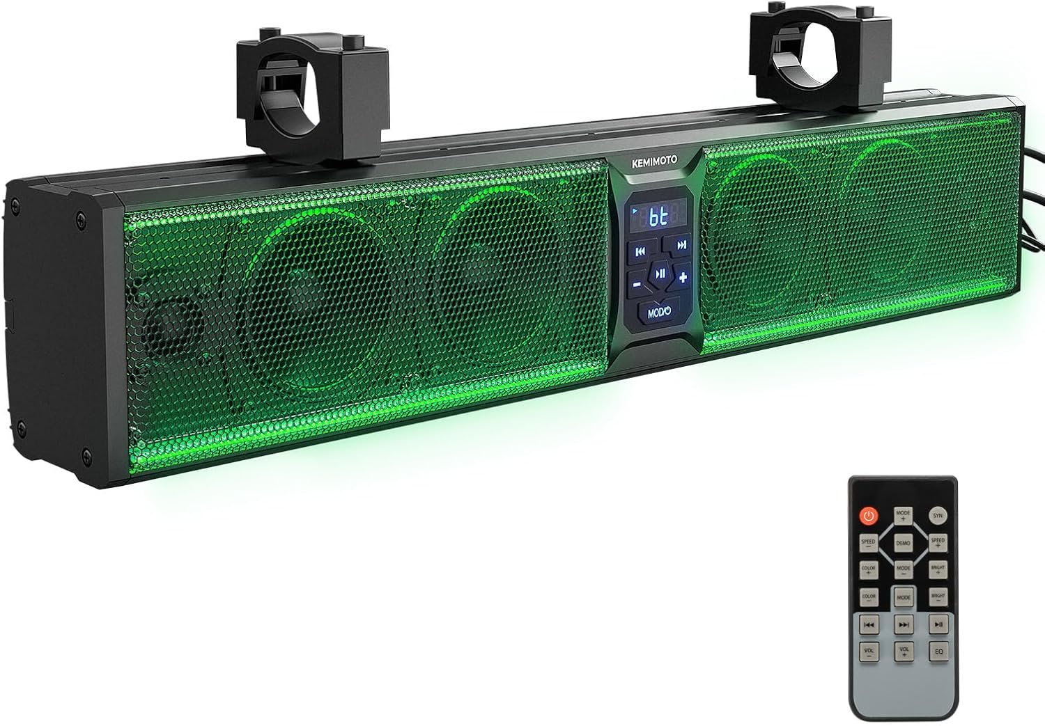 KEMIMOTO 6-Speaker Metal UTV Sound Bar, 25-inch IP65 Waterproof Golf Cart Sound Bar, ATV Speaker with RGB, SxS Soundbar Compatible with Polaris RZR Can-Am w/ 1.25 in – 2 in Roll Bar