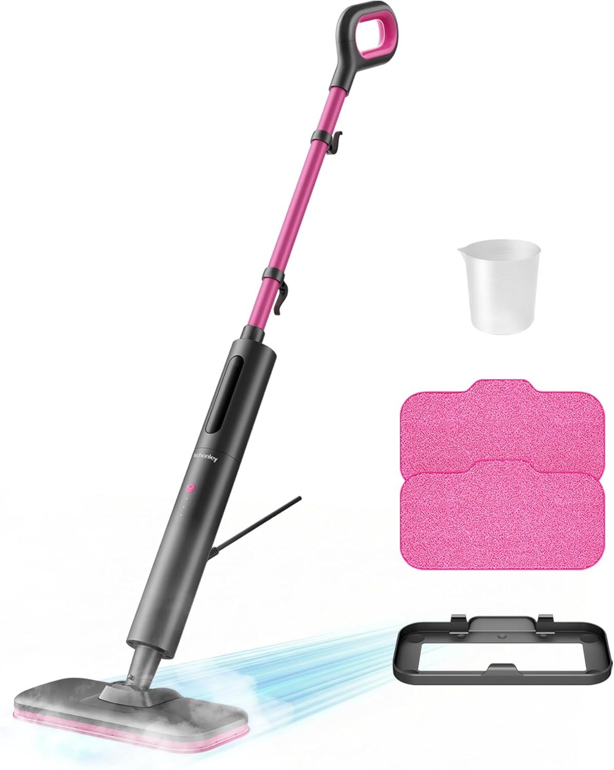 Schenley Steam Mop Cleaner Powerful – 15s Fast Heat-Up, Chemical-Free for Hardwood/Tile/Laminate & Floors/Walls, Washable Pads, 3 Modes for Carpet, Lightweight, Self-Standing, Sleek Design