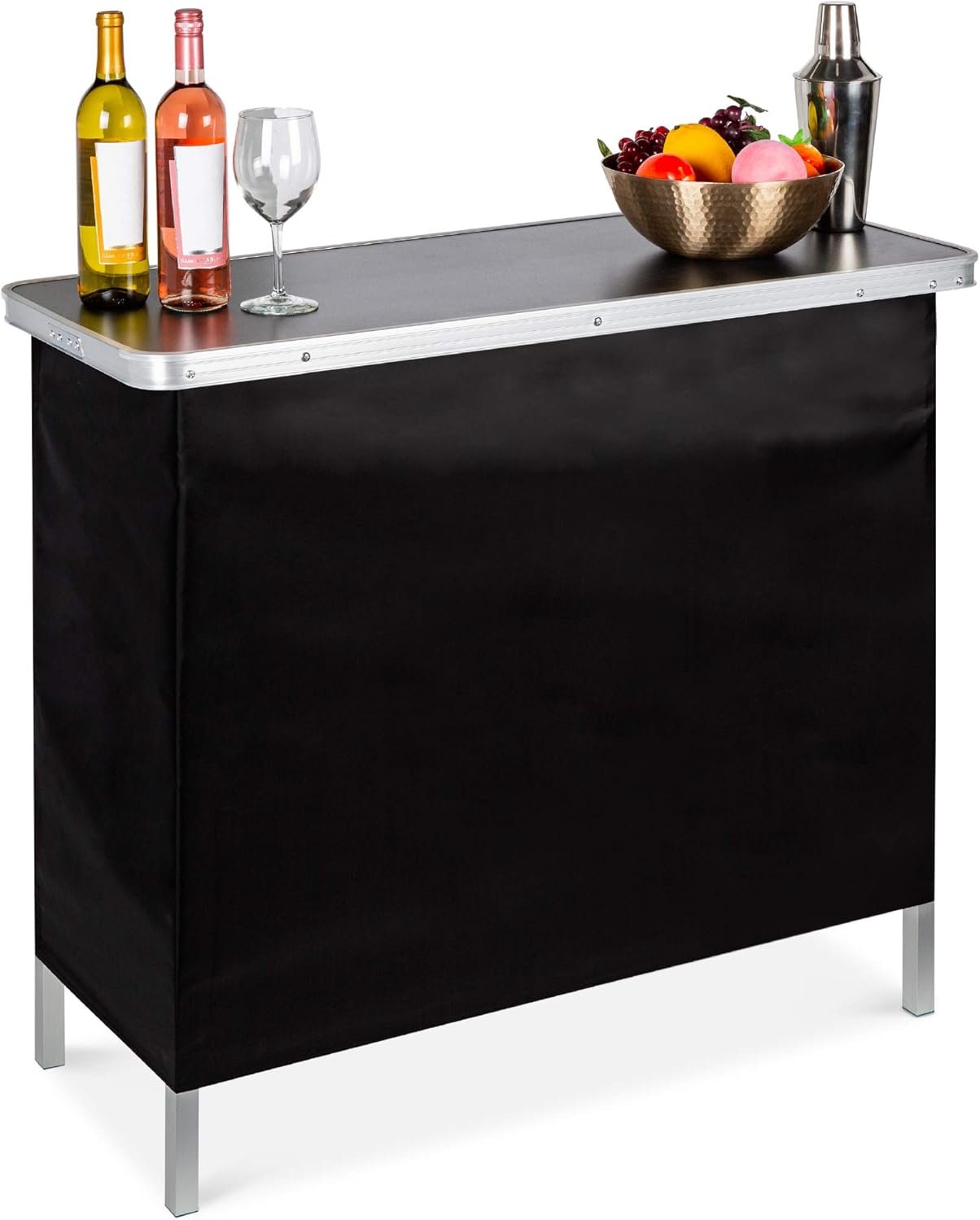 Best Choice Products Portable Pop-Up Bar Table for Indoor, Outdoor, Party, Picnic, Tailgate, Entertaining w/Carrying Case, Storage Shelf, Removable Skirt
