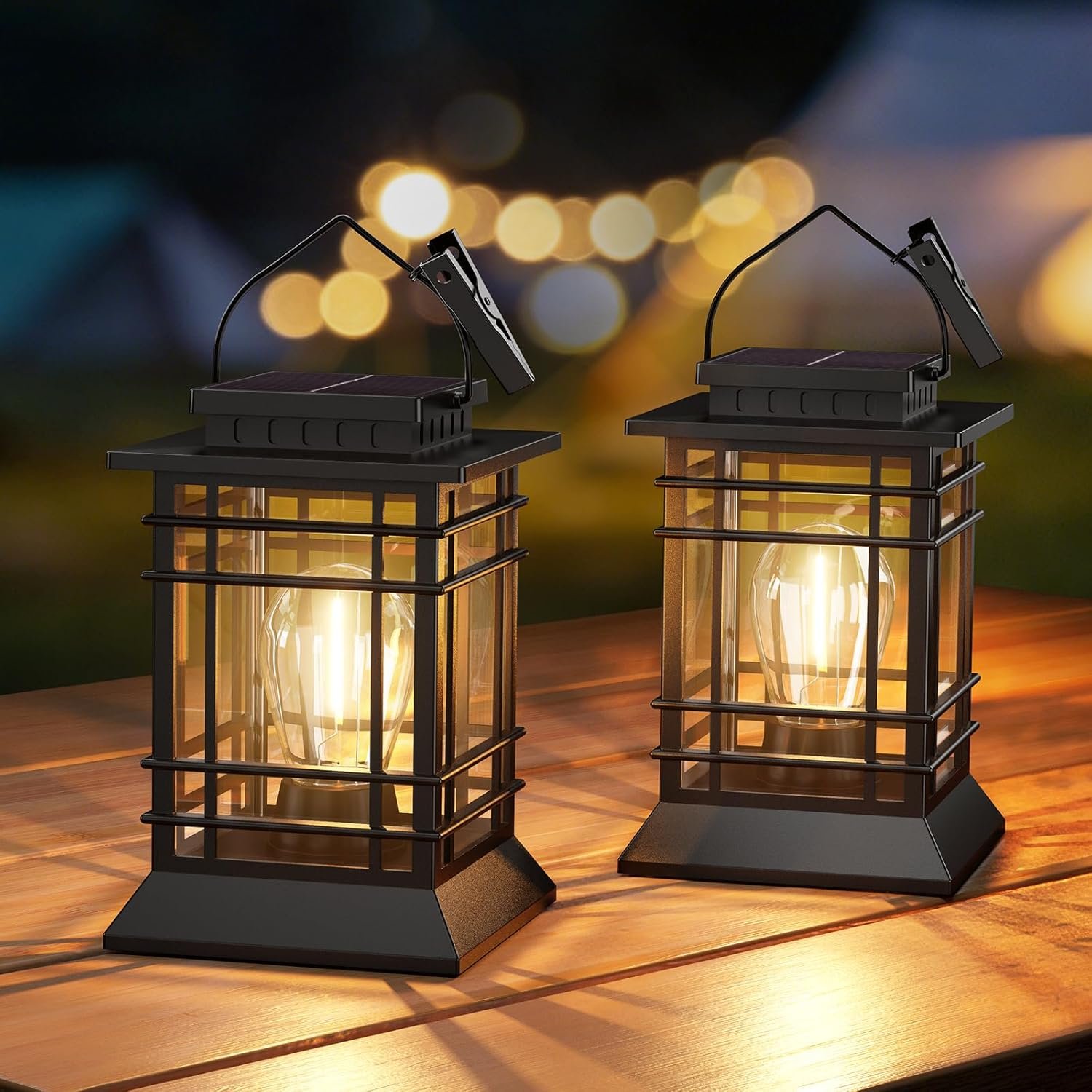 2 Pack Solar Lanterns Outdoor Waterproof, Upgraded Bright Hanging Solar Lights for Outside, Auto On/Off Solar Powered Lanterns Decorative Outdoor for Garden Patio Yard Table Patio Porch Tree Decor