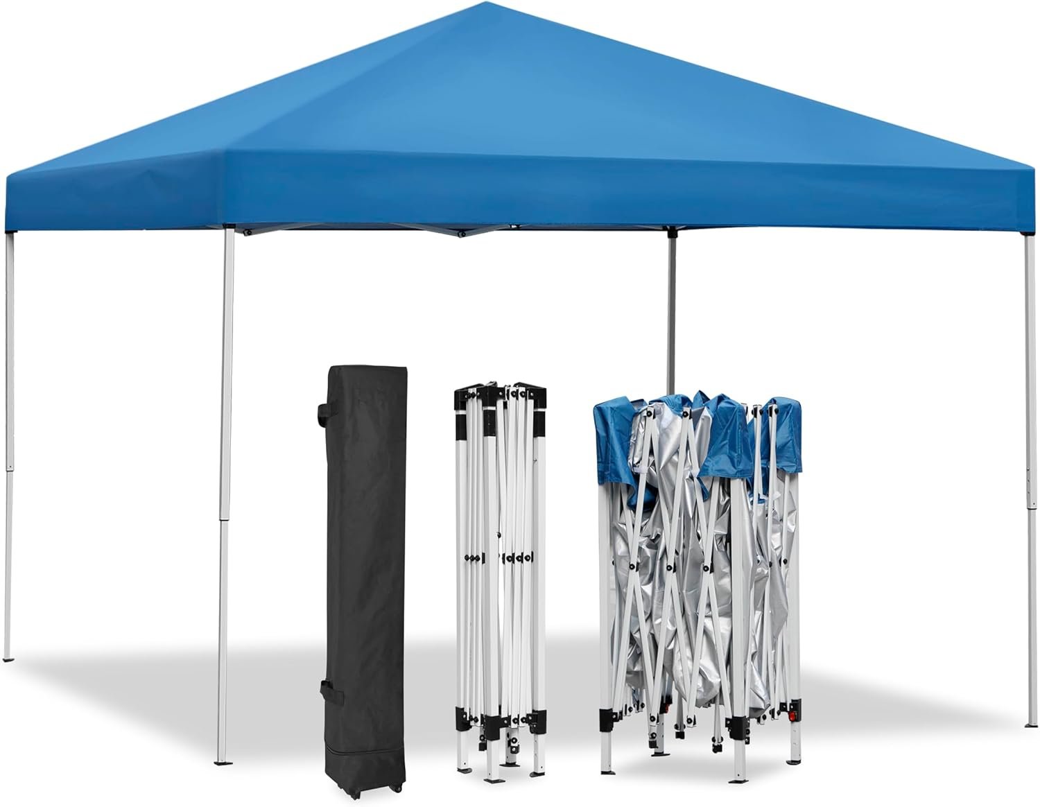 ZENY 10×10 Pop Up Canopy Tent Easy Set-up Outdoor Patio Canopy Adjustable Straight Leg Heights Instant Shelter with Wheeled Bag, Ropes