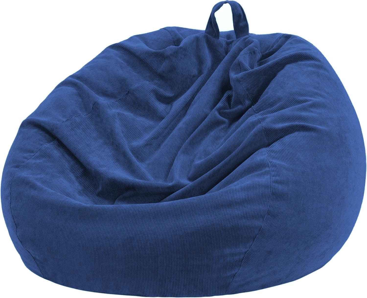 3 ft Bean Bag Chair Cover (No Filler) 35″×43″ Large Stuffed Animal Storage Bean Bag Washable Big Beanbag Chair Cover Premium Corduroy Stuffable Bean Bag Cover for Adults,Kids,Blue 300L